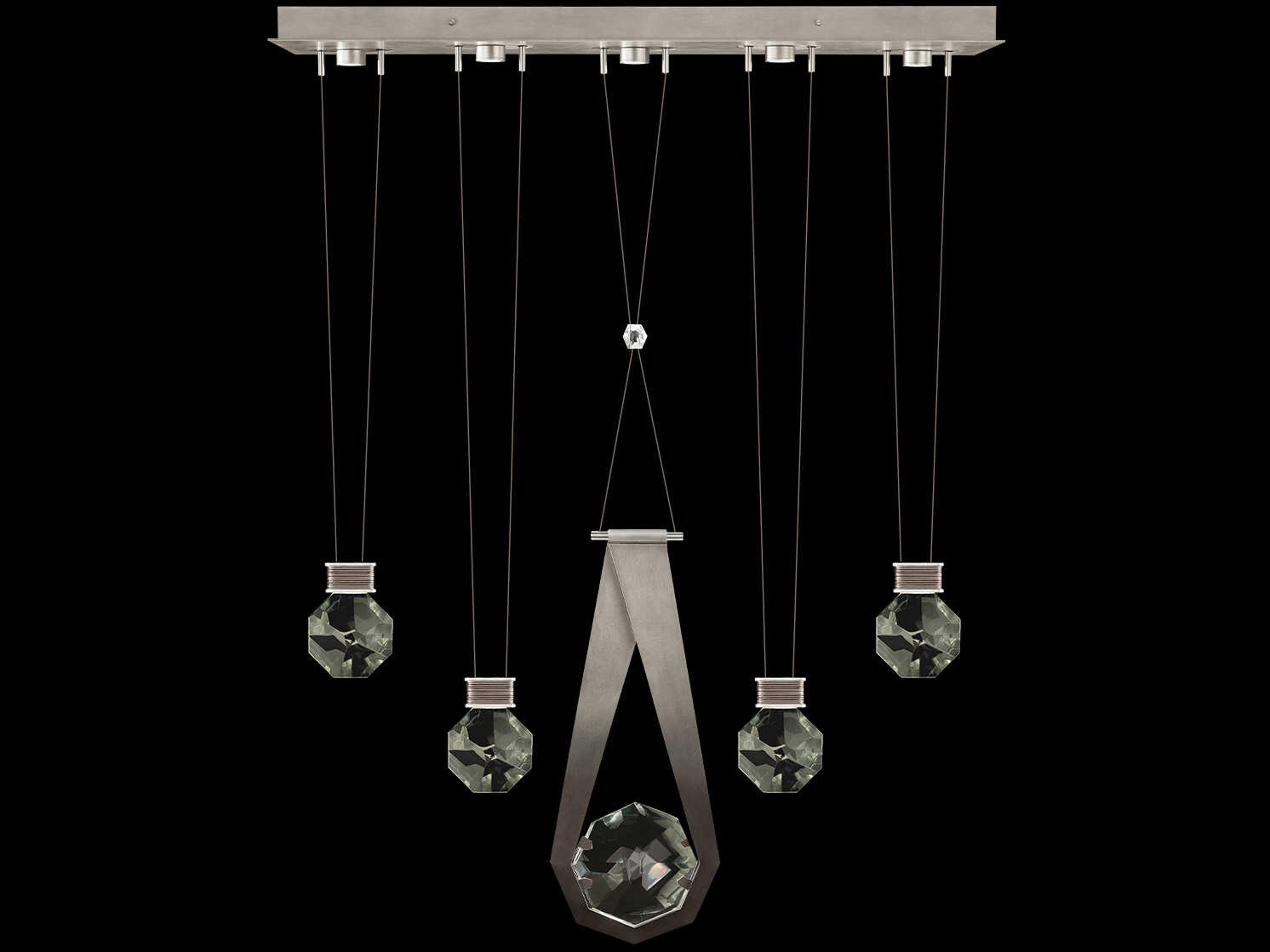 Fine Art Handcrafted Lighting Aria 5-Light Silver Geometric Island Pendant