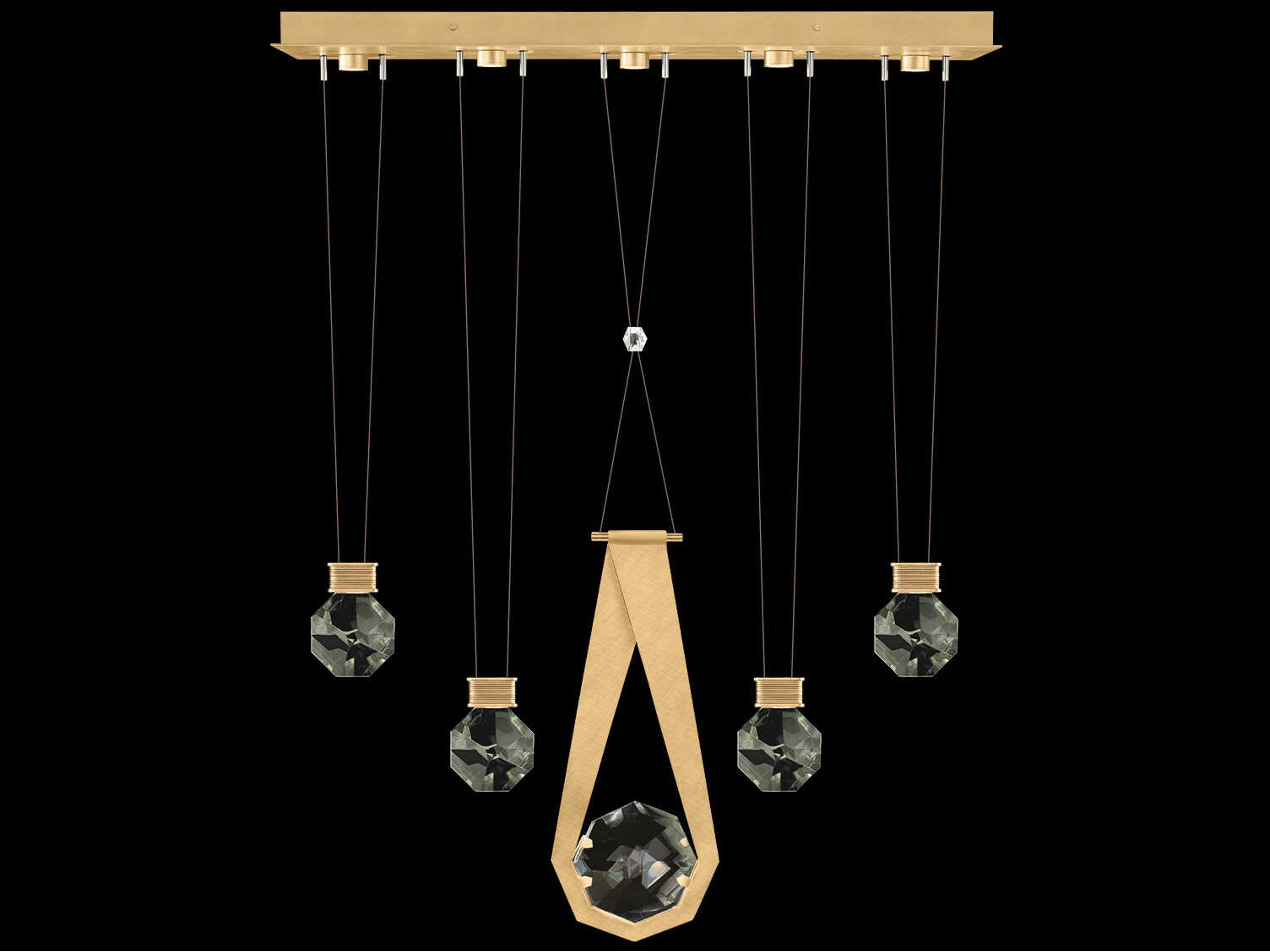 Fine Art Handcrafted Lighting Aria 5-Light Silver Geometric Island Pendant