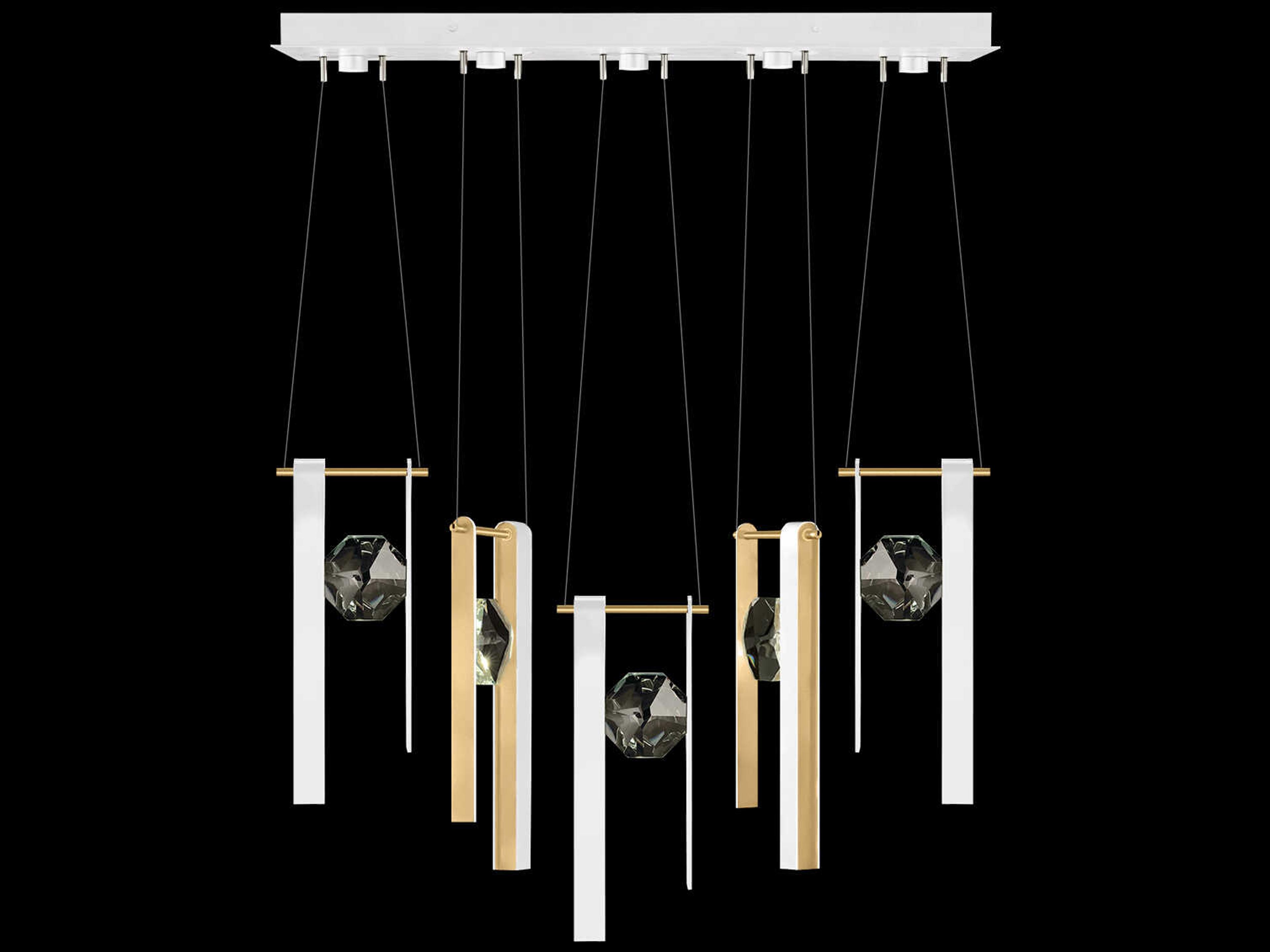 Fine Art Handcrafted Lighting Aria 5-Light Silver Geometric Island Pendant