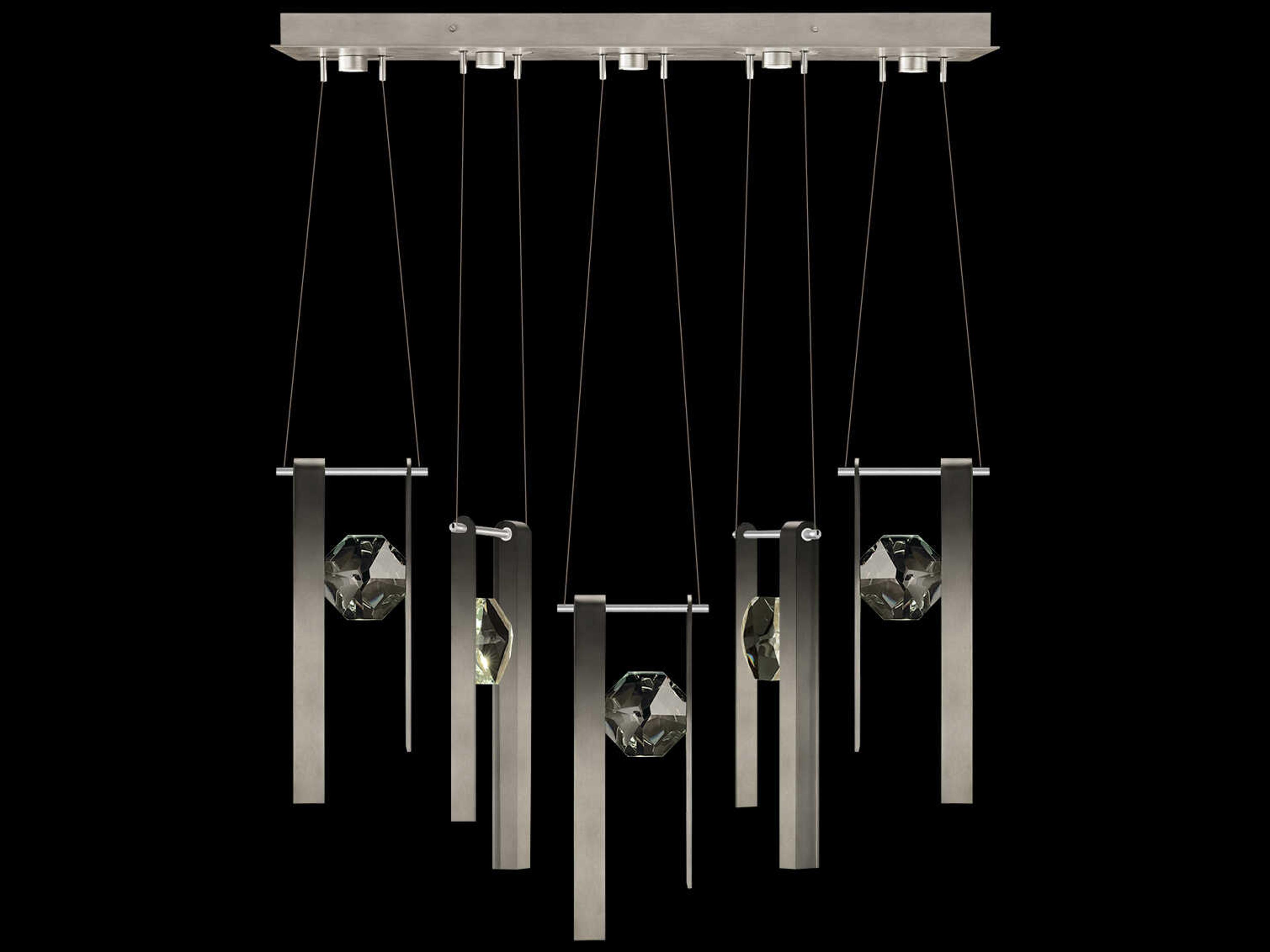 Fine Art Handcrafted Lighting Aria 5-Light Silver Geometric Island Pendant