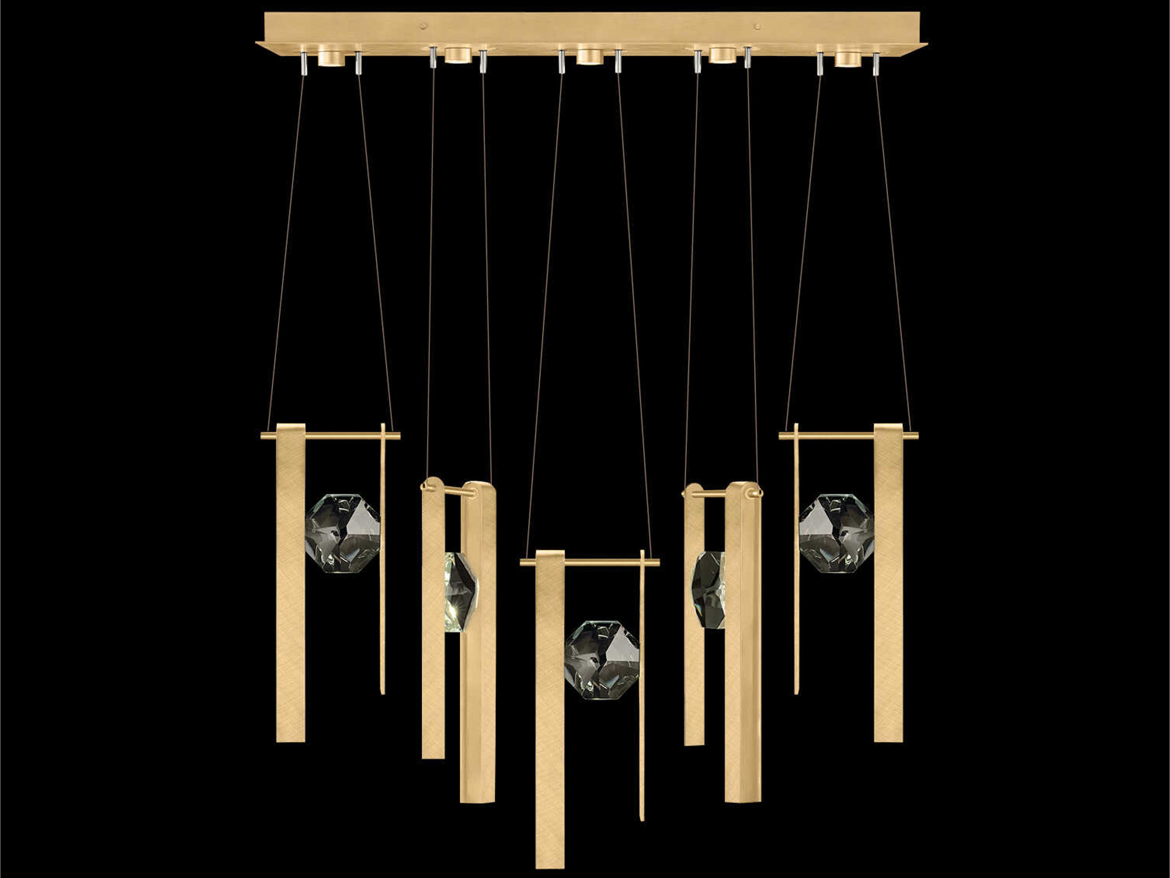 Fine Art Handcrafted Lighting Aria 5-Light Silver Geometric Island Pendant