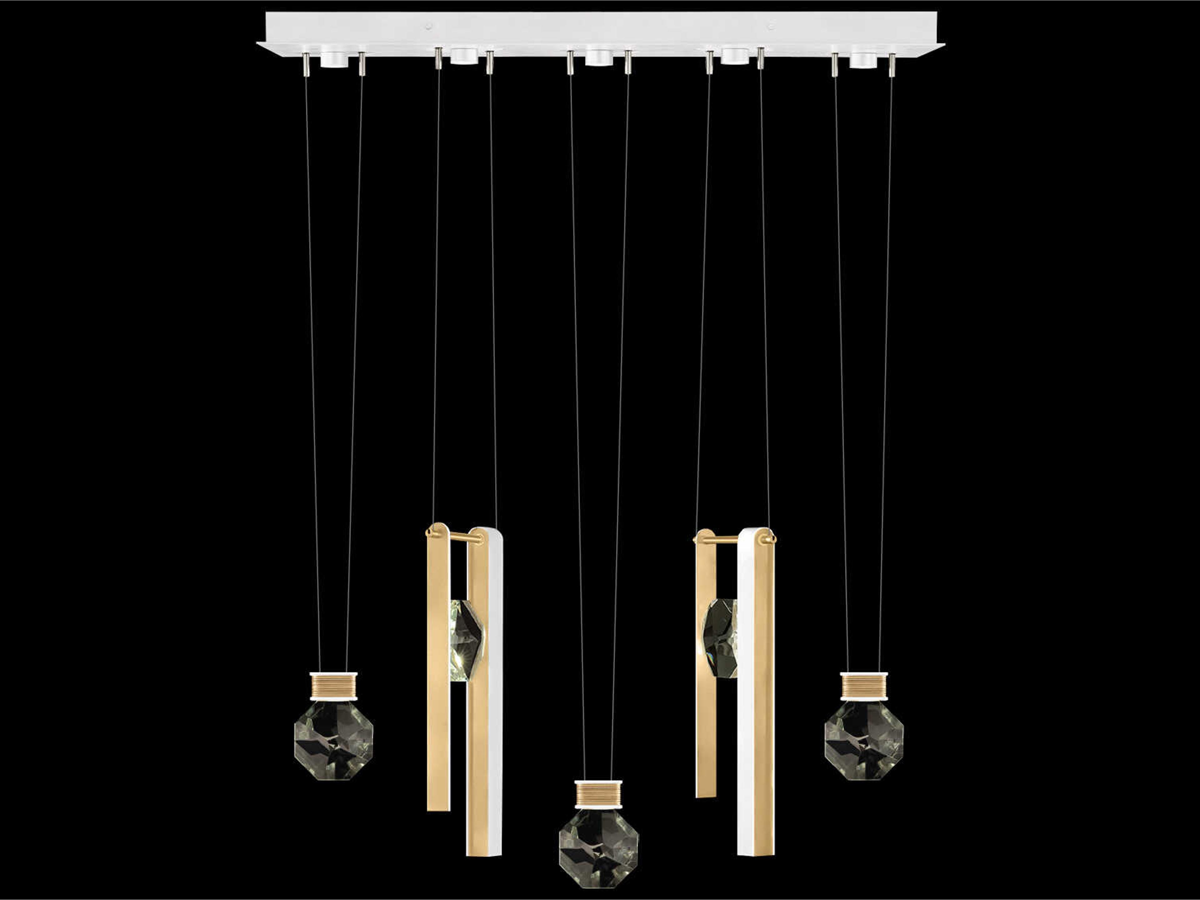 Fine Art Handcrafted Lighting Aria 5-Light Silver Geometric Island Pendant