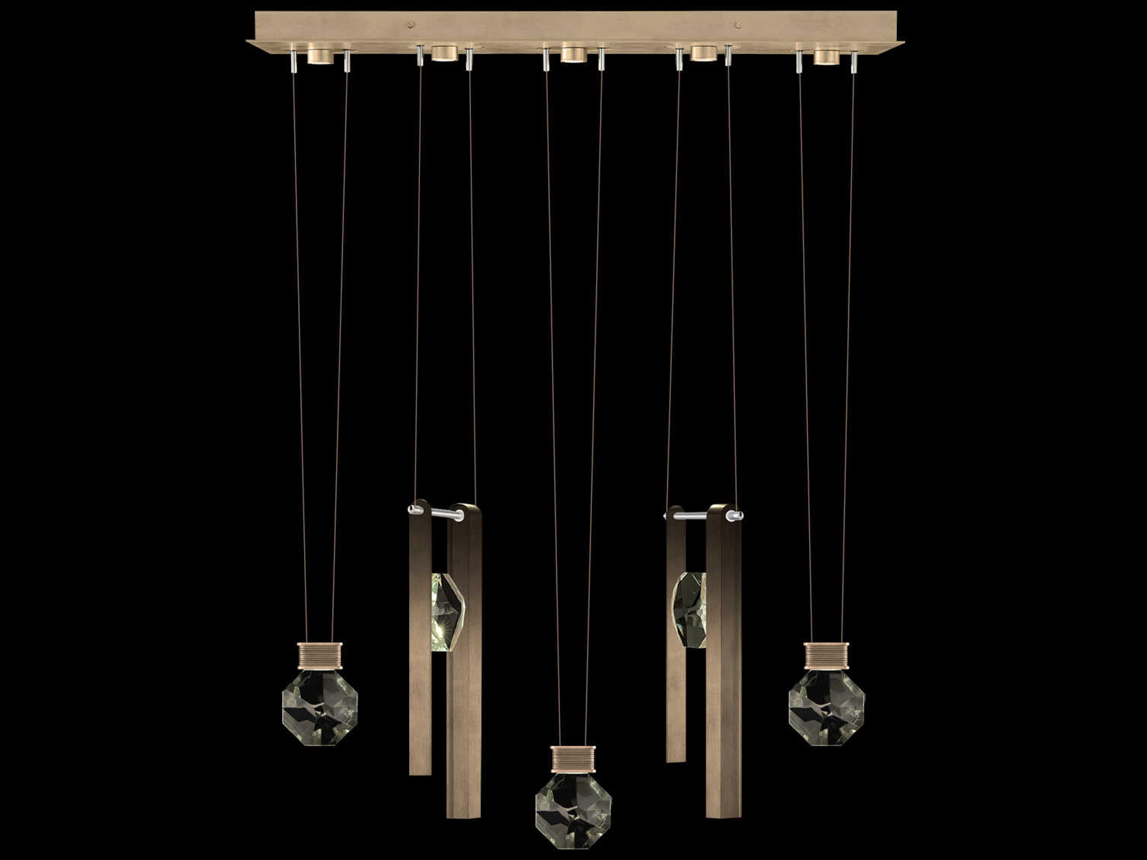 Fine Art Handcrafted Lighting Aria 5-Light Silver Geometric Island Pendant