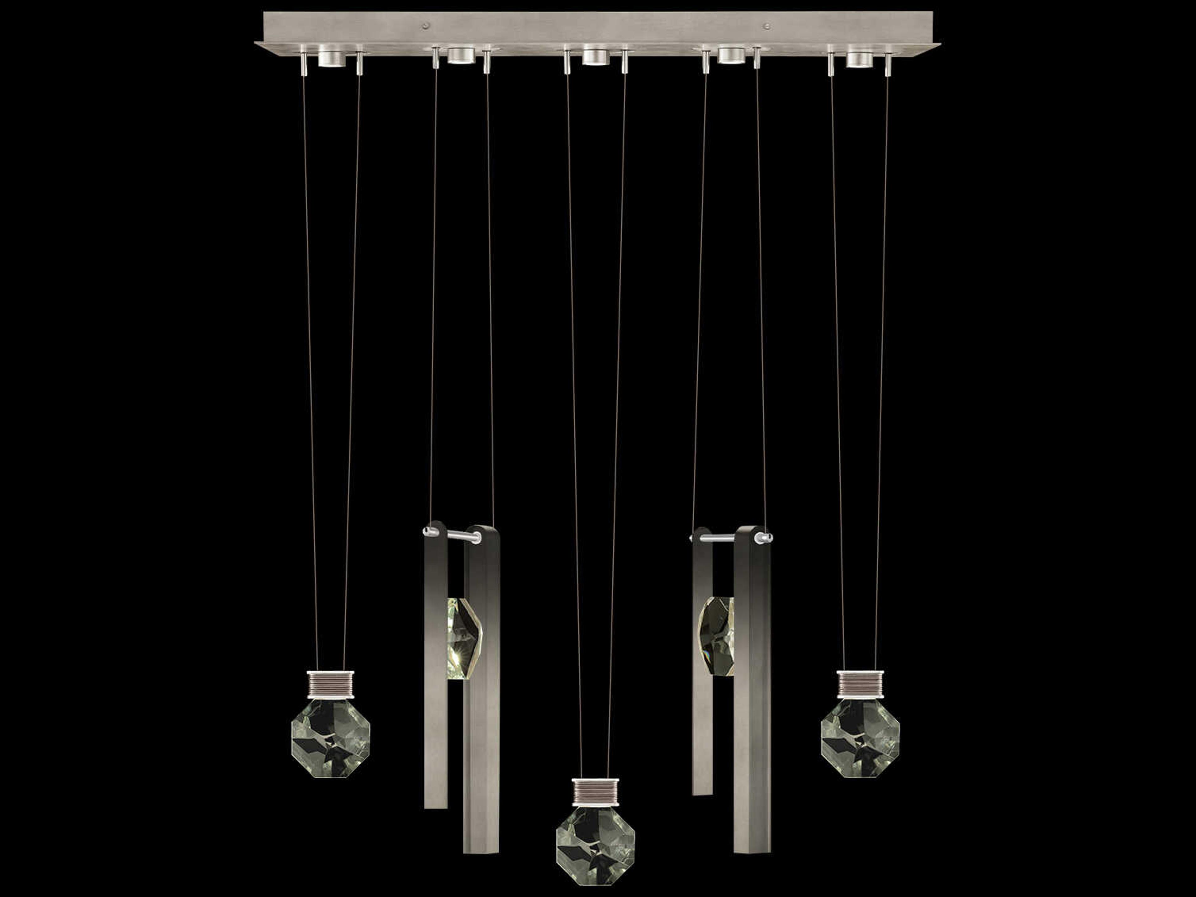 Fine Art Handcrafted Lighting Aria 5-Light Silver Geometric Island Pendant