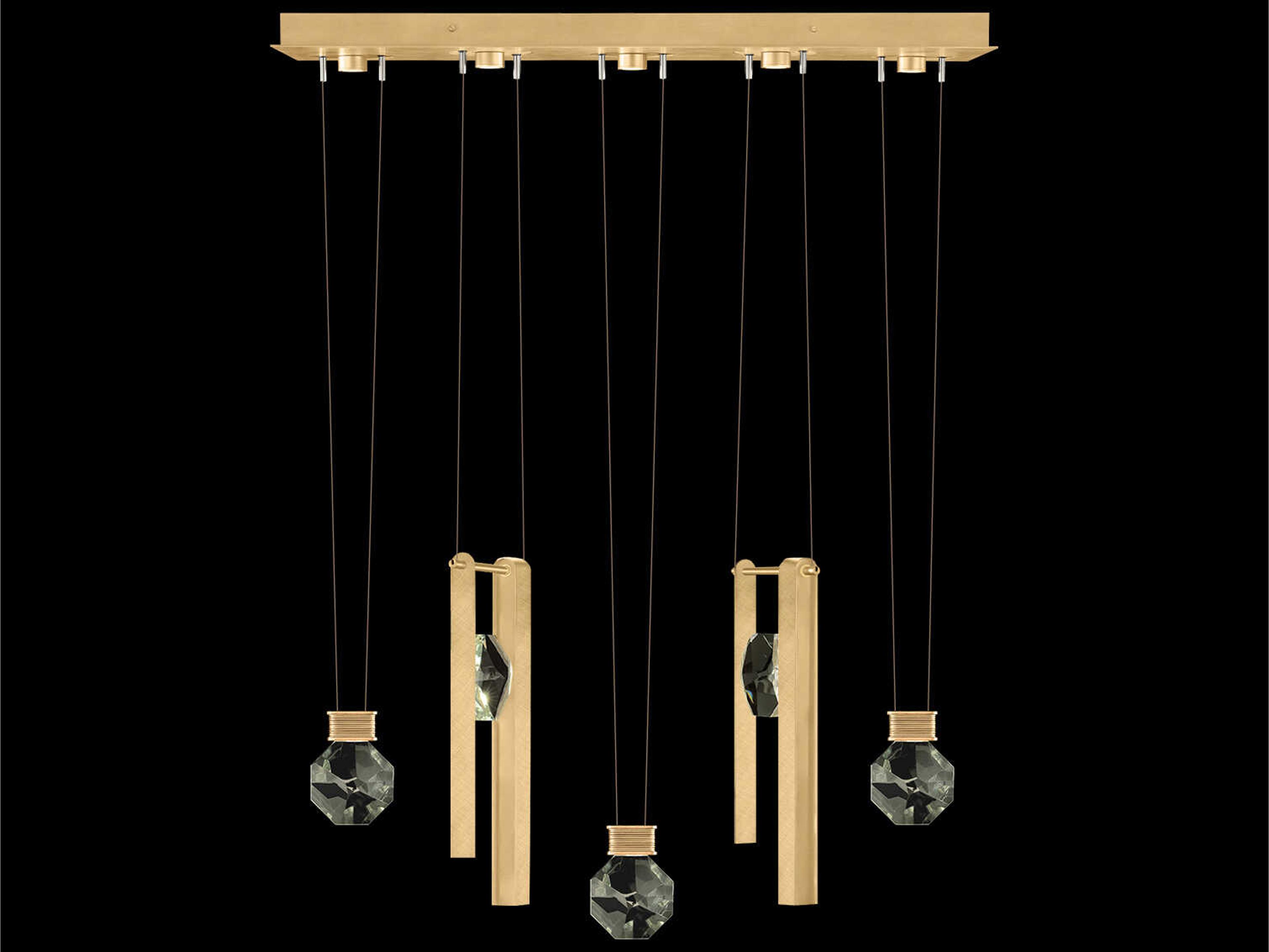 Fine Art Handcrafted Lighting Aria 5-Light Silver Geometric Island Pendant