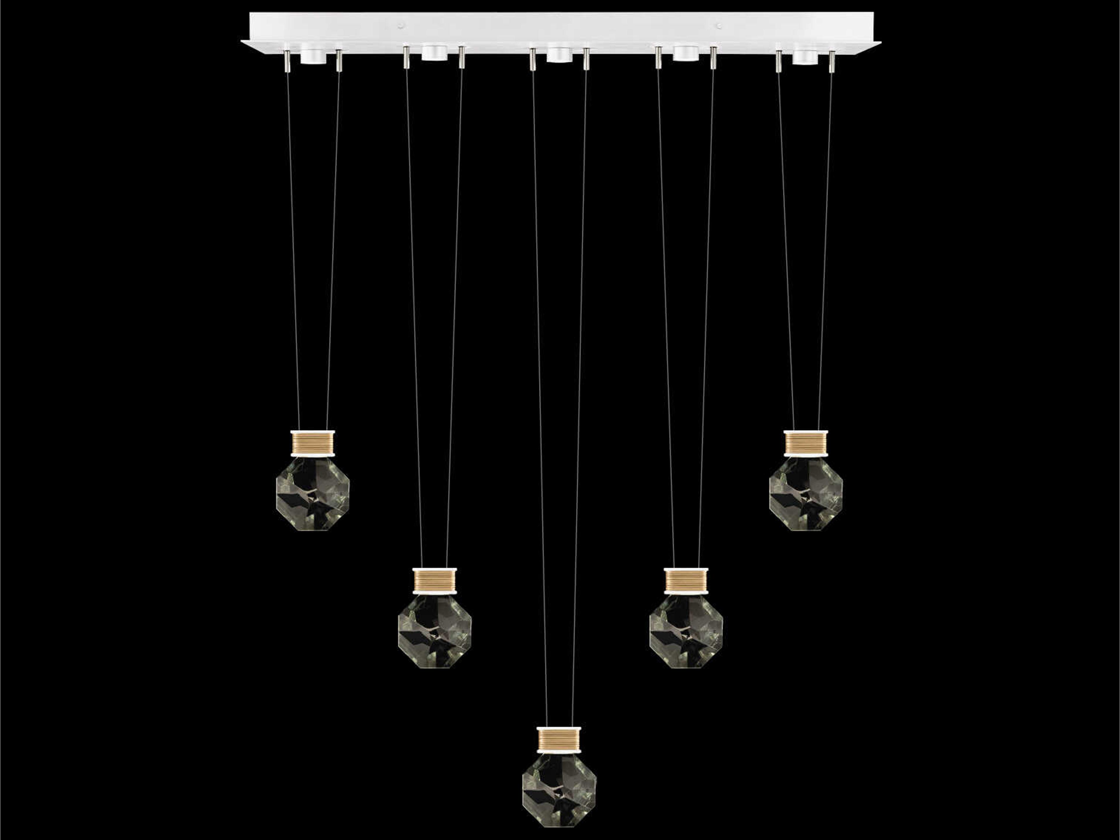 Fine Art Handcrafted Lighting Aria 5-Light Silver Geometric Island Pendant