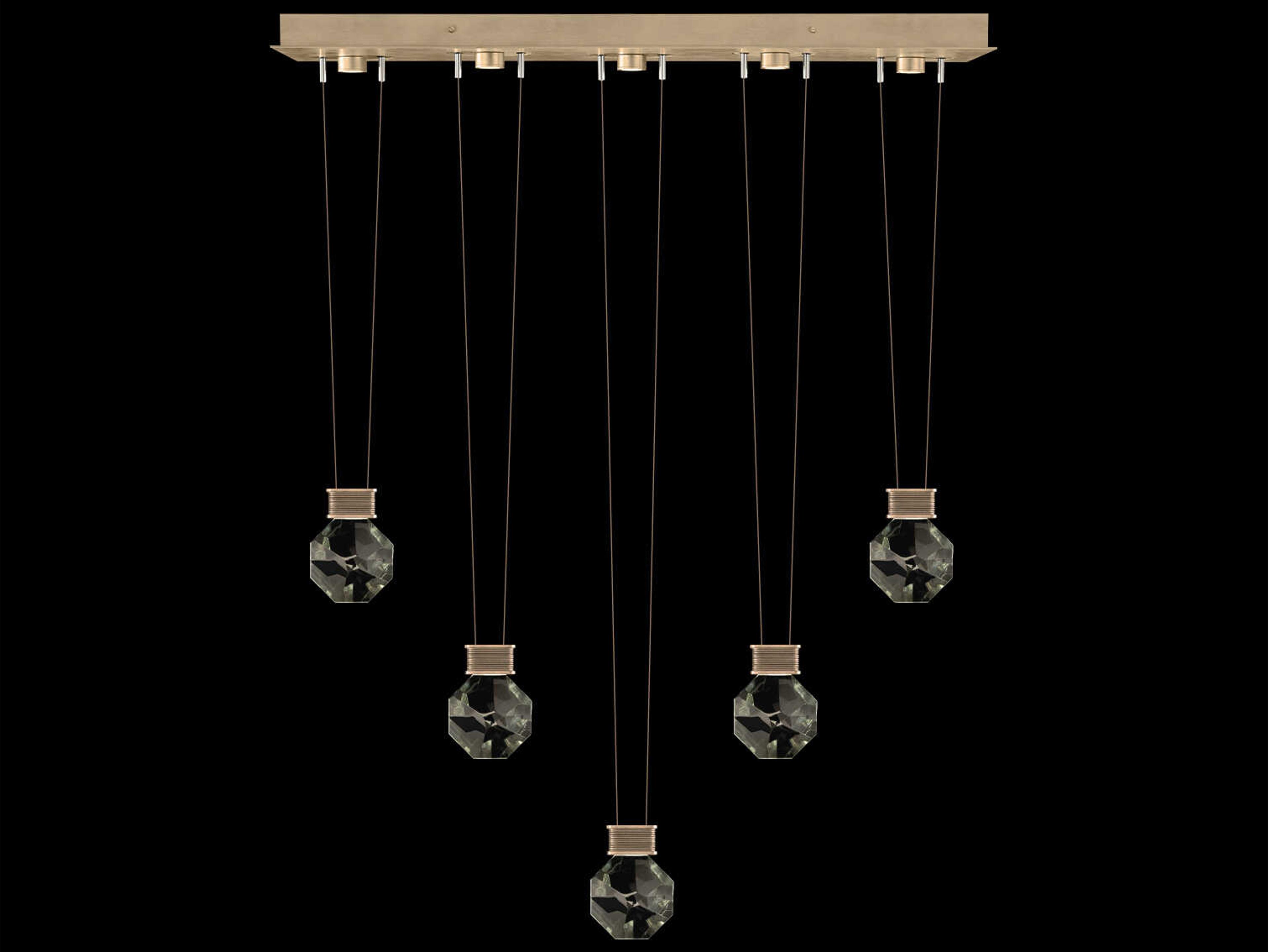 Fine Art Handcrafted Lighting Aria 5-Light Silver Geometric Island Pendant