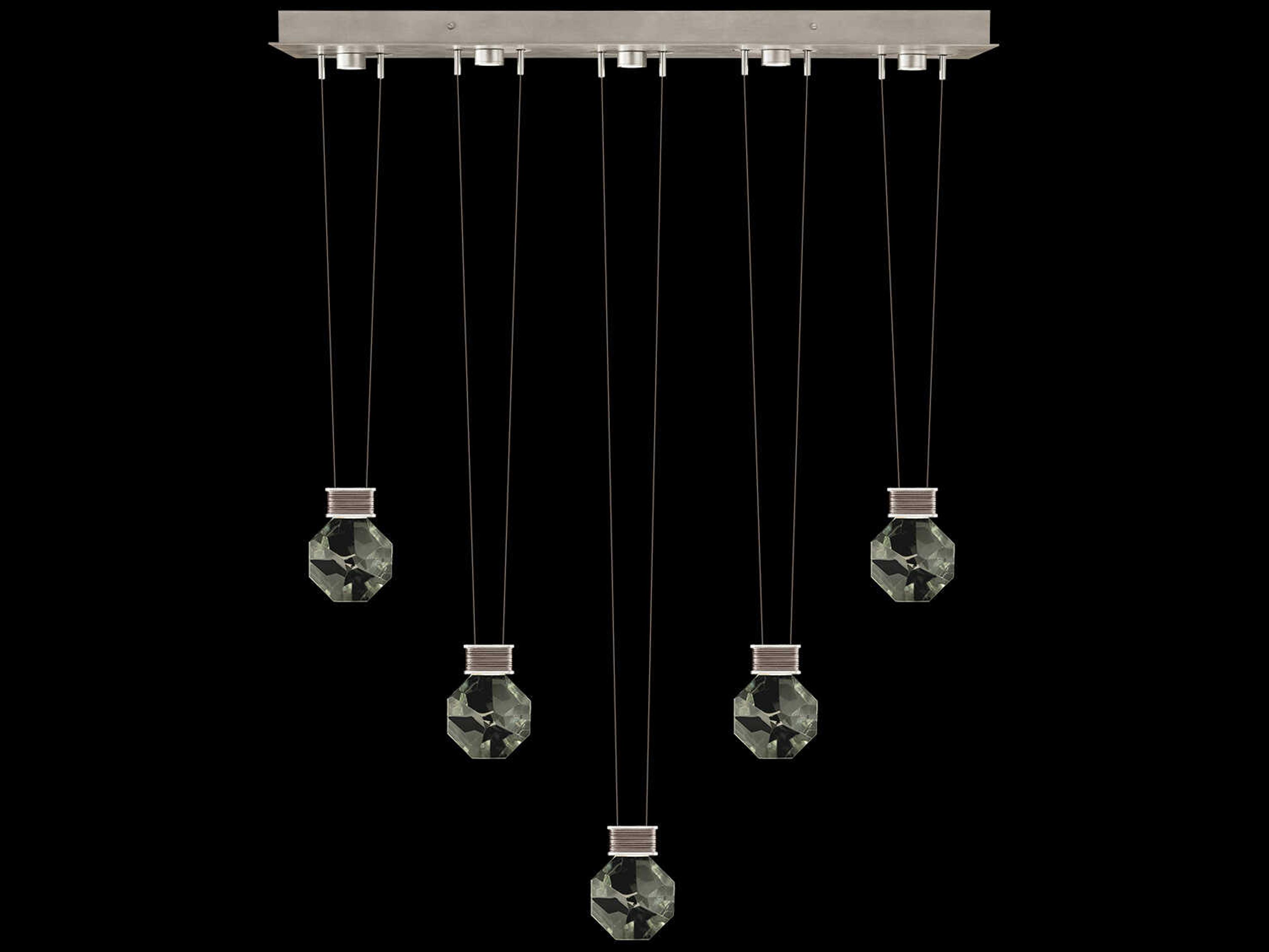 Fine Art Handcrafted Lighting Aria 5-Light Silver Geometric Island Pendant