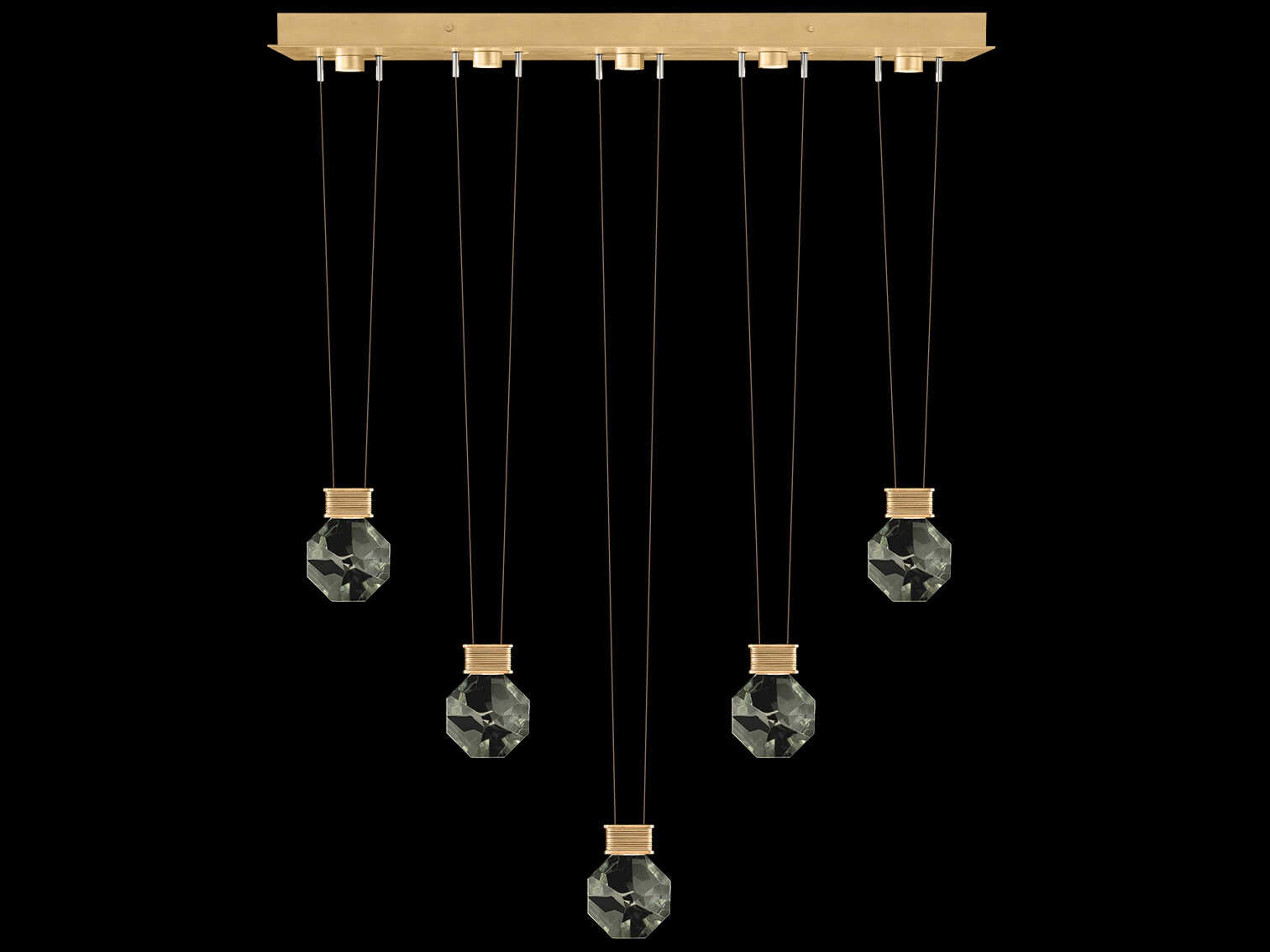 Fine Art Handcrafted Lighting Aria 5-Light Silver Geometric Island Pendant