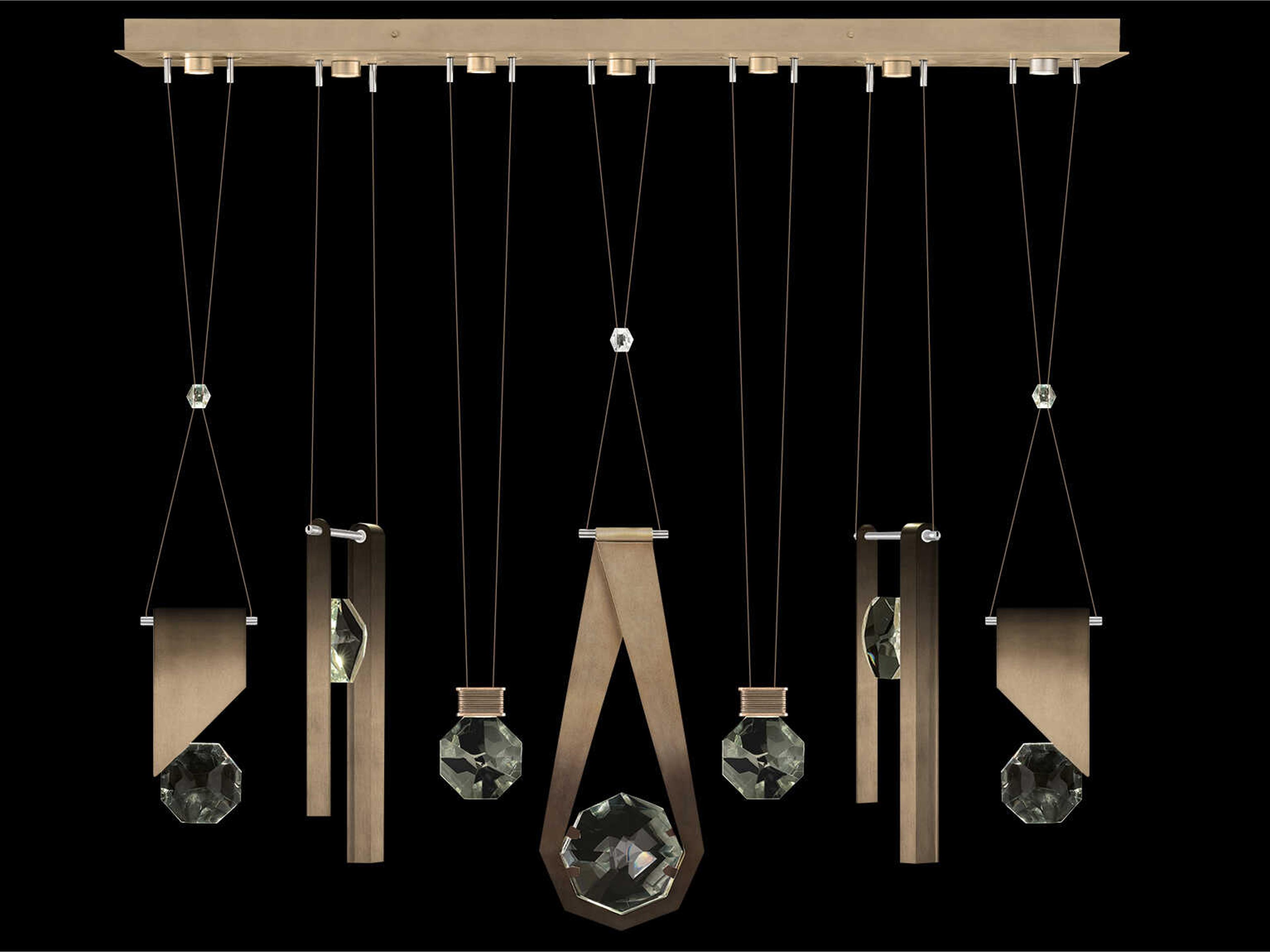 Fine Art Handcrafted Lighting Aria 7-Light Silver Geometric Island Pendant