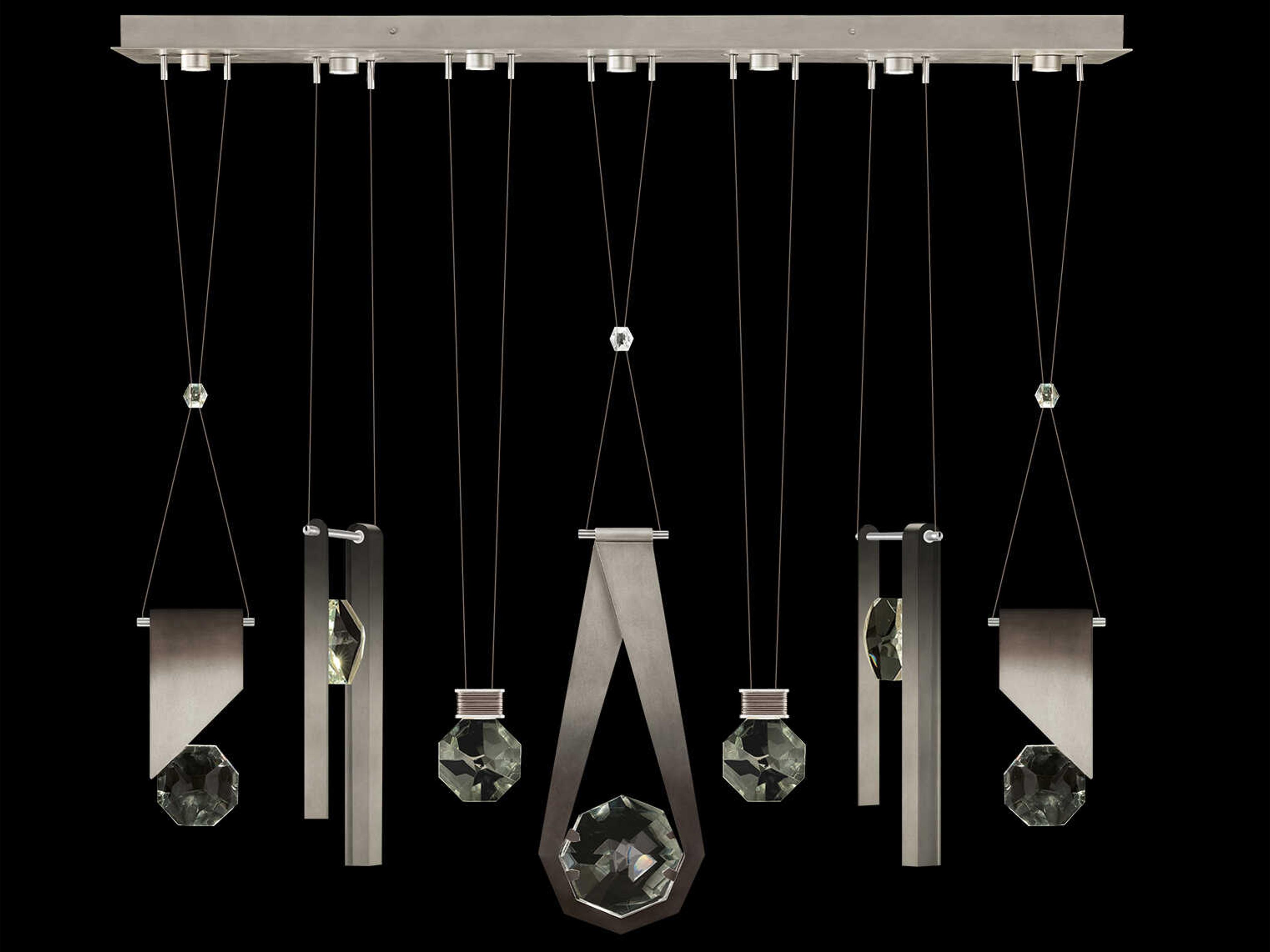 Fine Art Handcrafted Lighting Aria 7-Light Silver Geometric Island Pendant