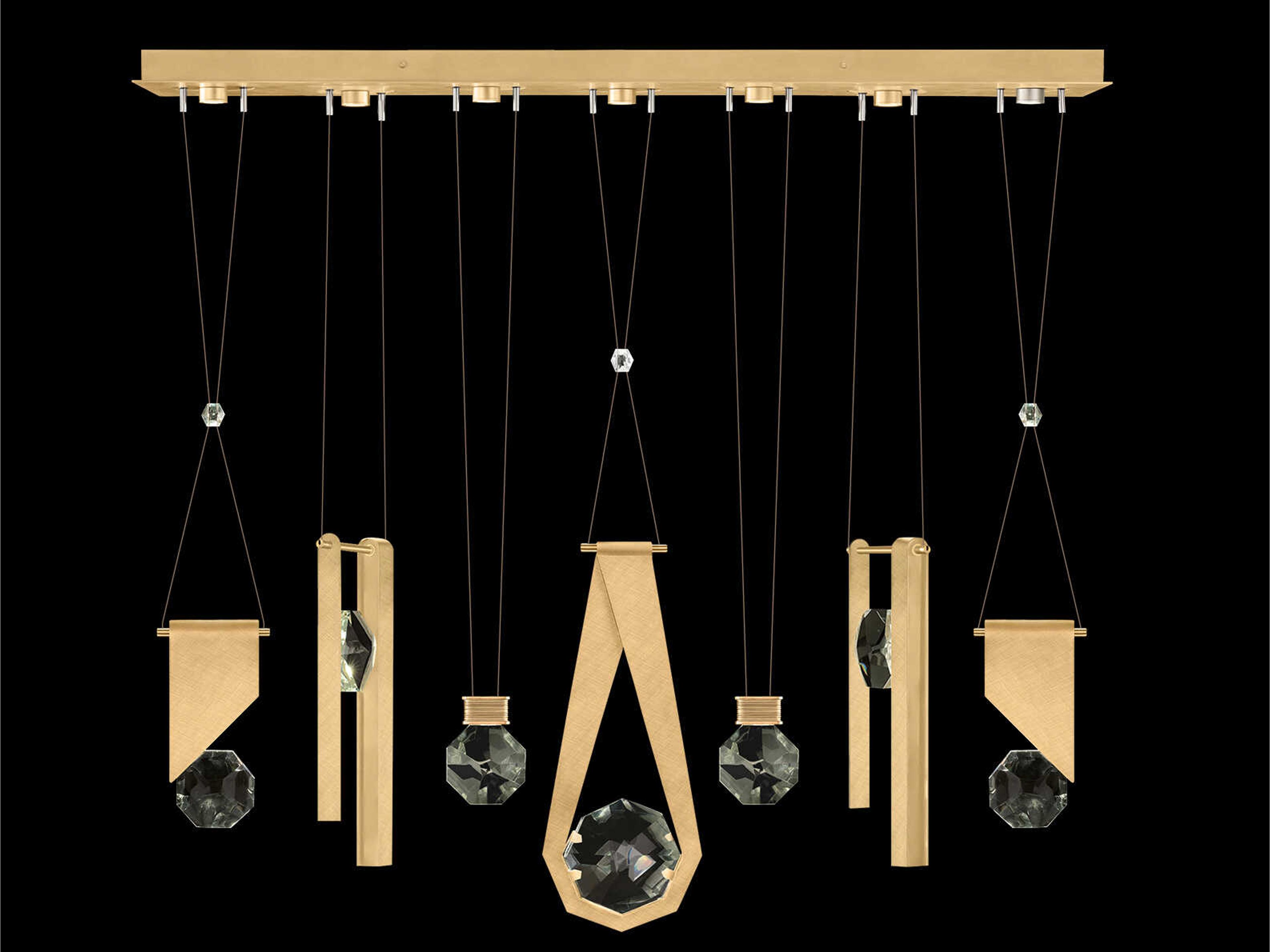 Fine Art Handcrafted Lighting Aria 7-Light Silver Geometric Island Pendant