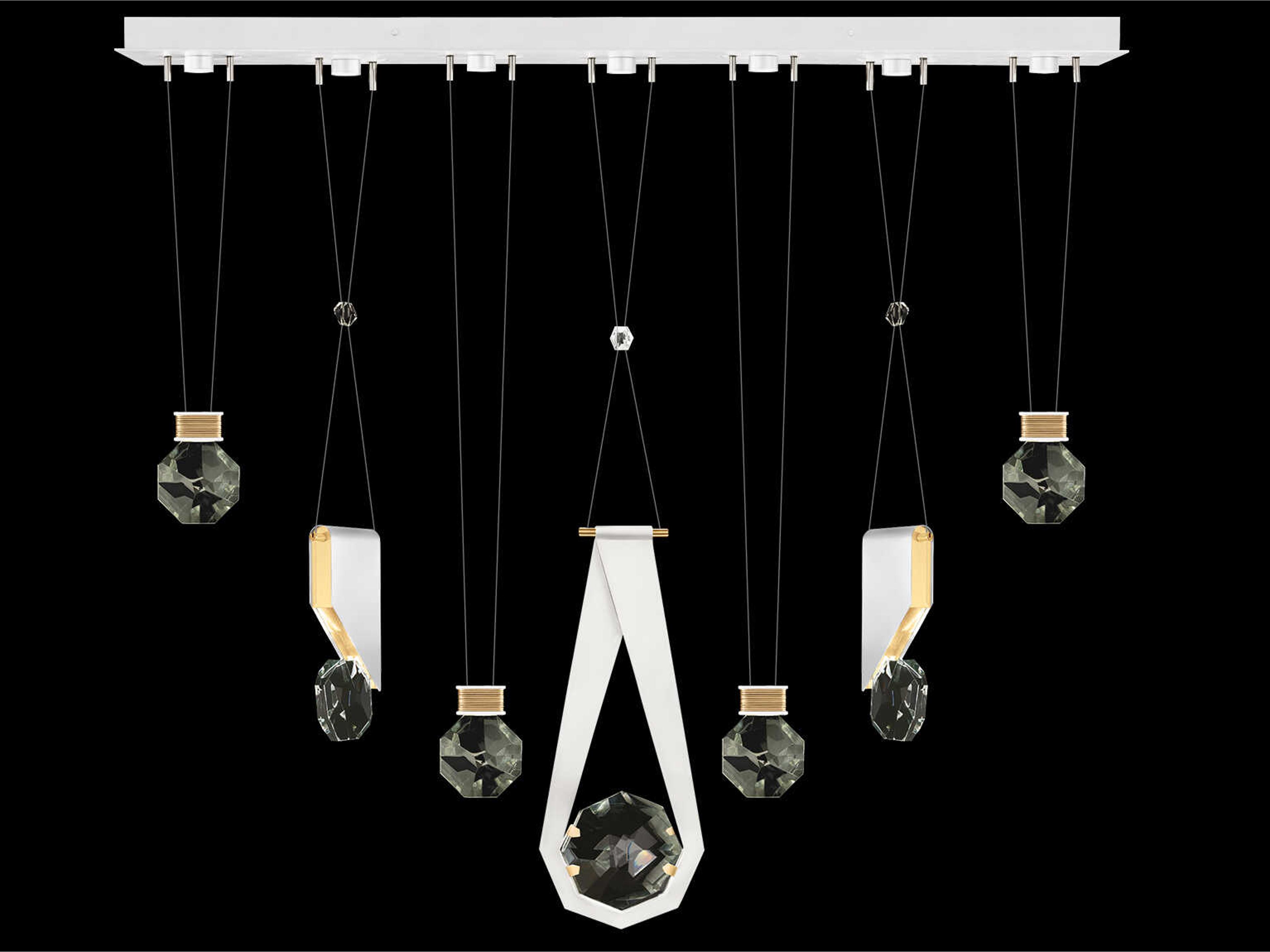 Fine Art Handcrafted Lighting Aria 7-Light Silver Geometric Island Pendant