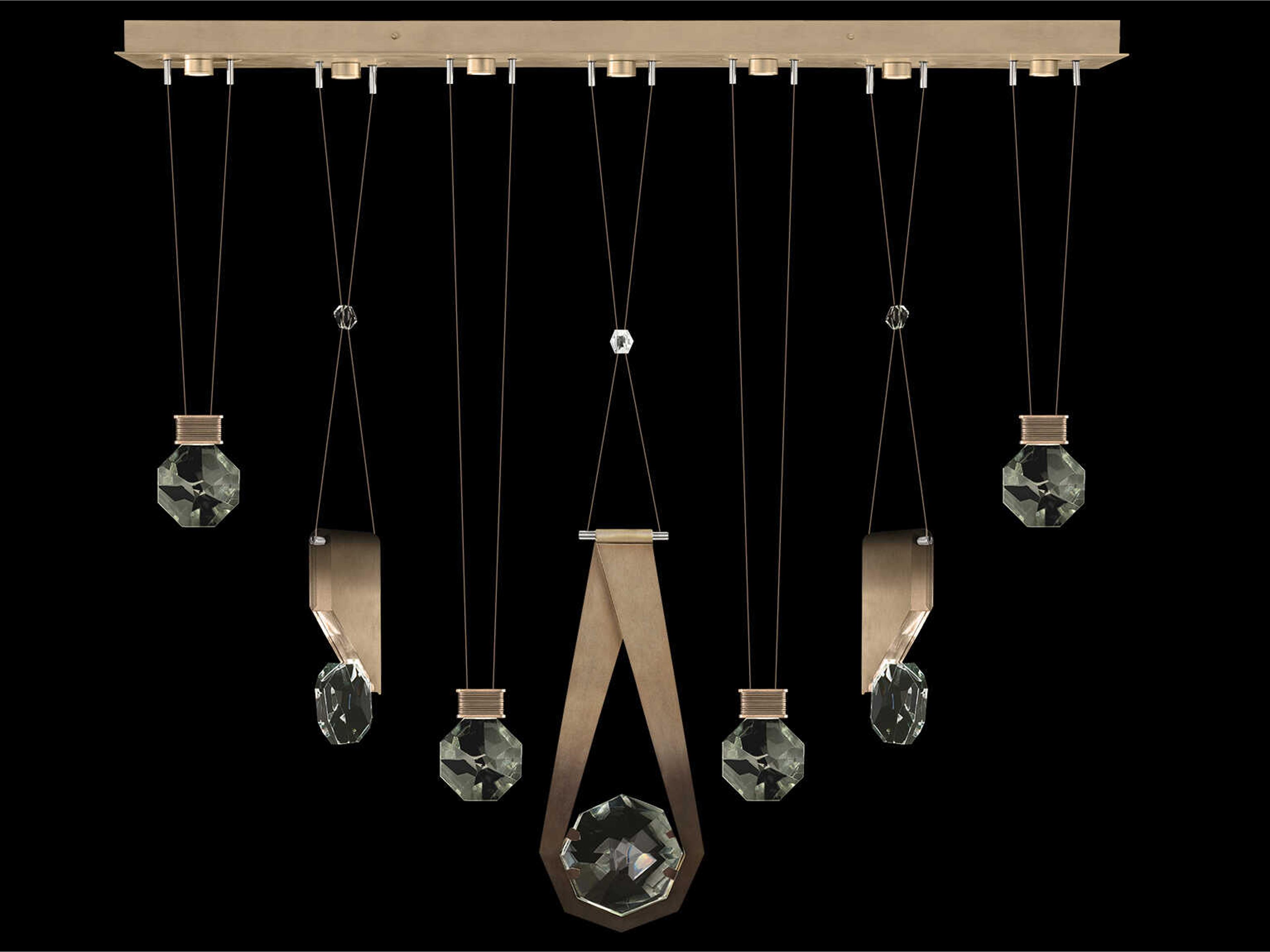 Fine Art Handcrafted Lighting Aria 7-Light Silver Geometric Island Pendant