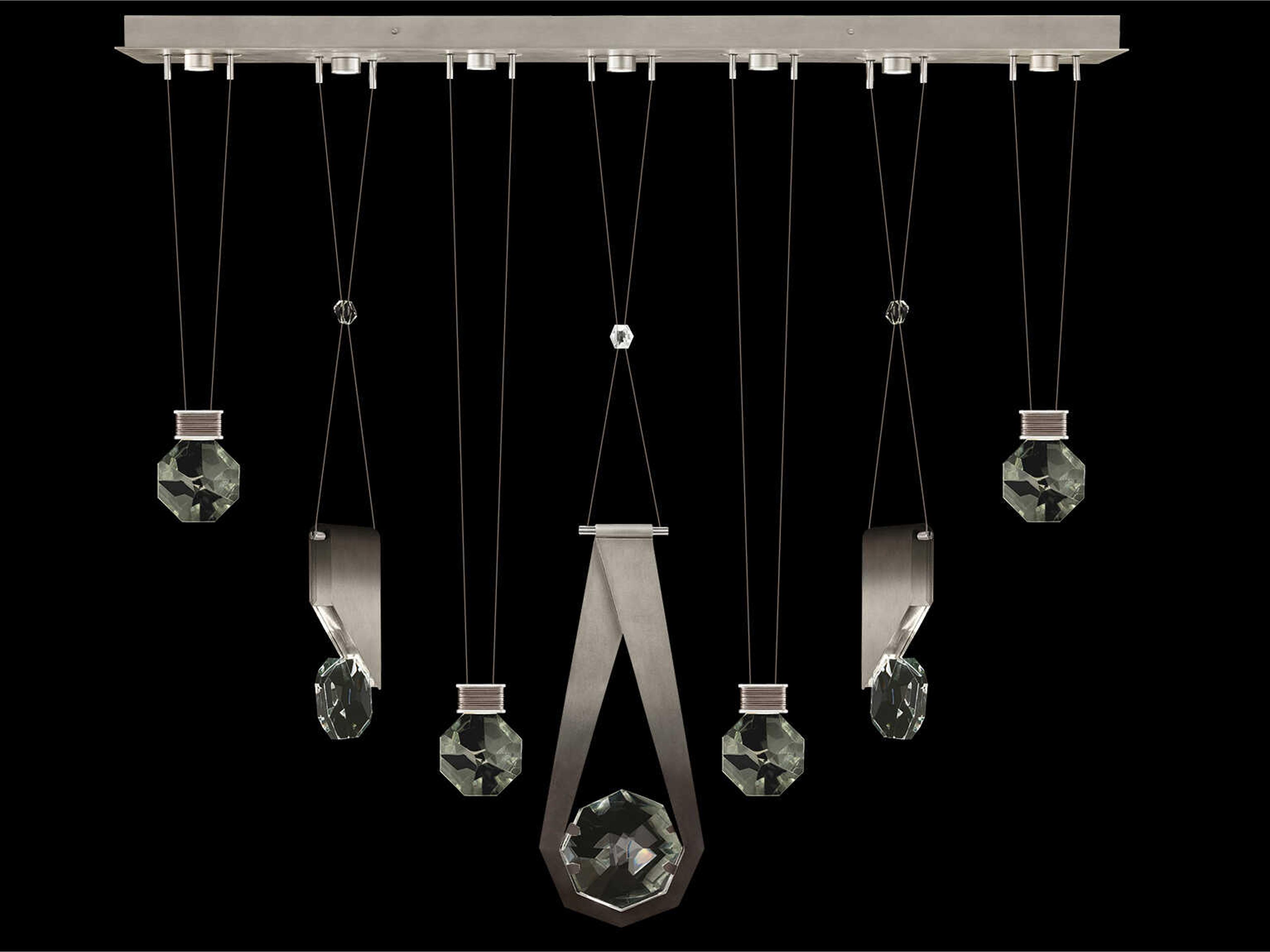 Fine Art Handcrafted Lighting Aria 7-Light Silver Geometric Island Pendant