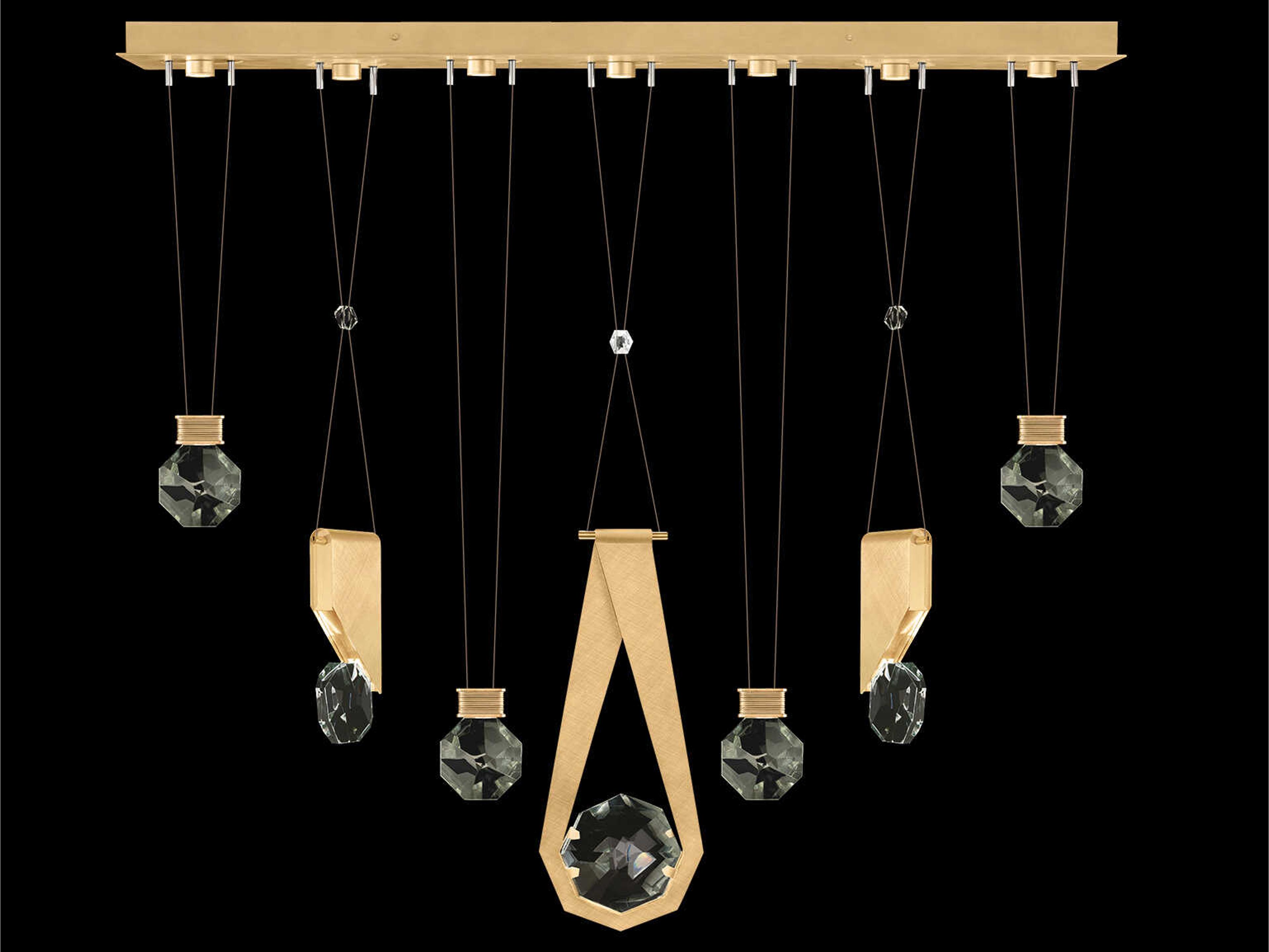 Fine Art Handcrafted Lighting Aria 7-Light Silver Geometric Island Pendant