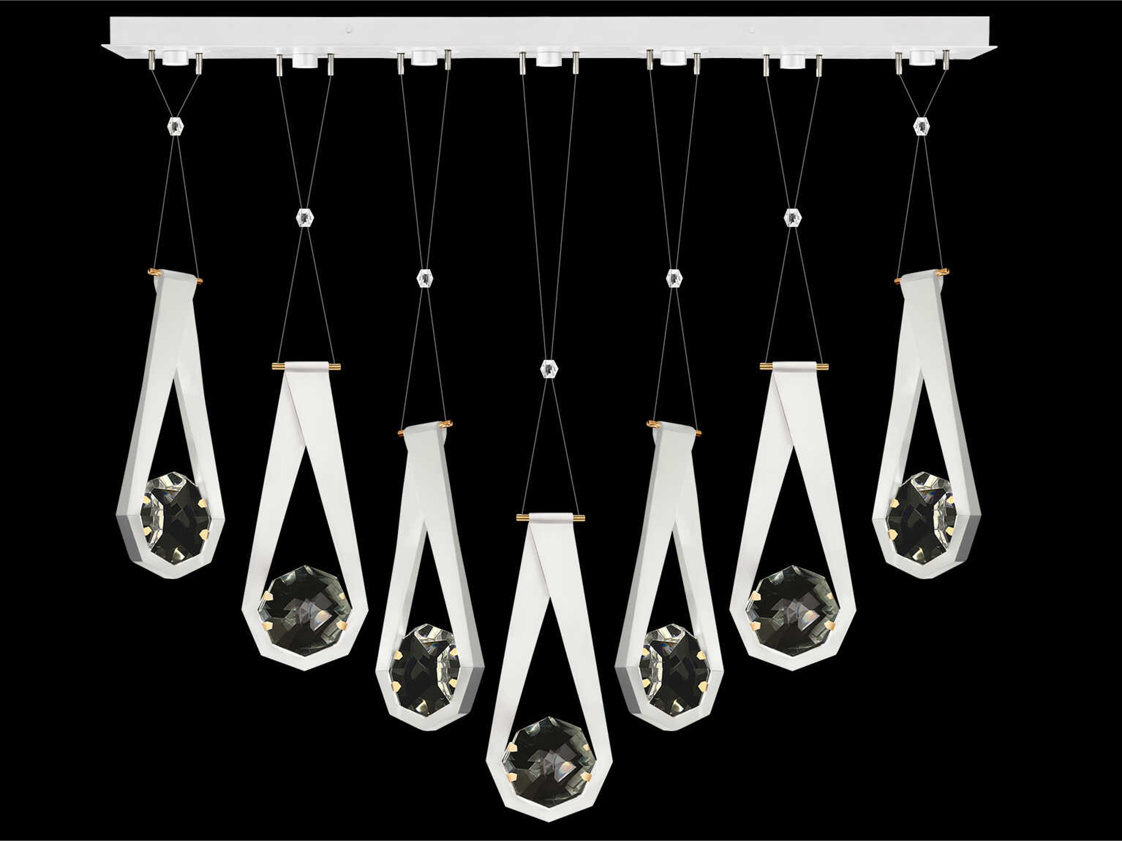 Fine Art Handcrafted Lighting Aria 7-Light Silver Geometric Island Pendant