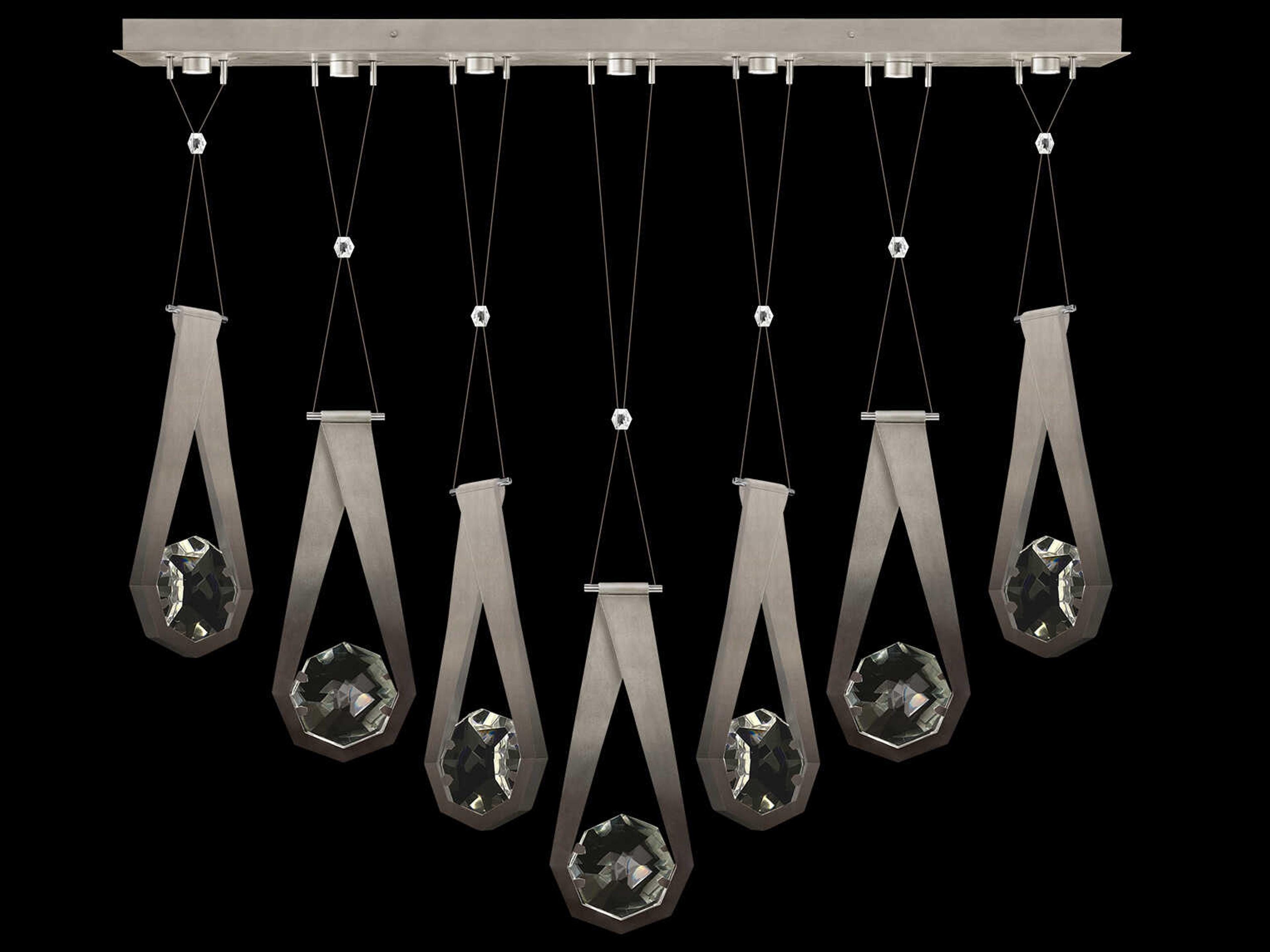 Fine Art Handcrafted Lighting Aria 7-Light Silver Geometric Island Pendant