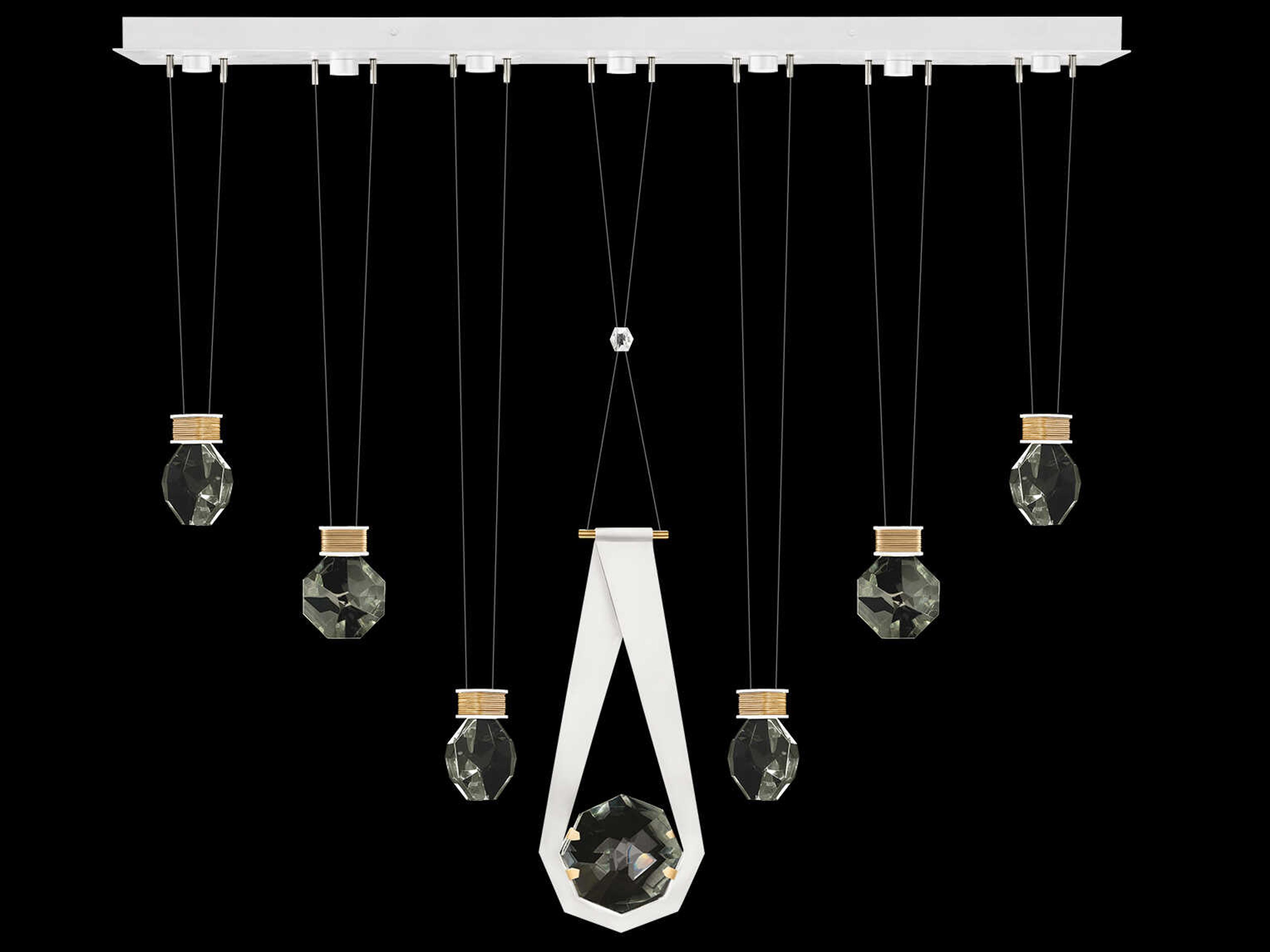 Fine Art Handcrafted Lighting Aria 7-Light Silver Geometric Island Pendant