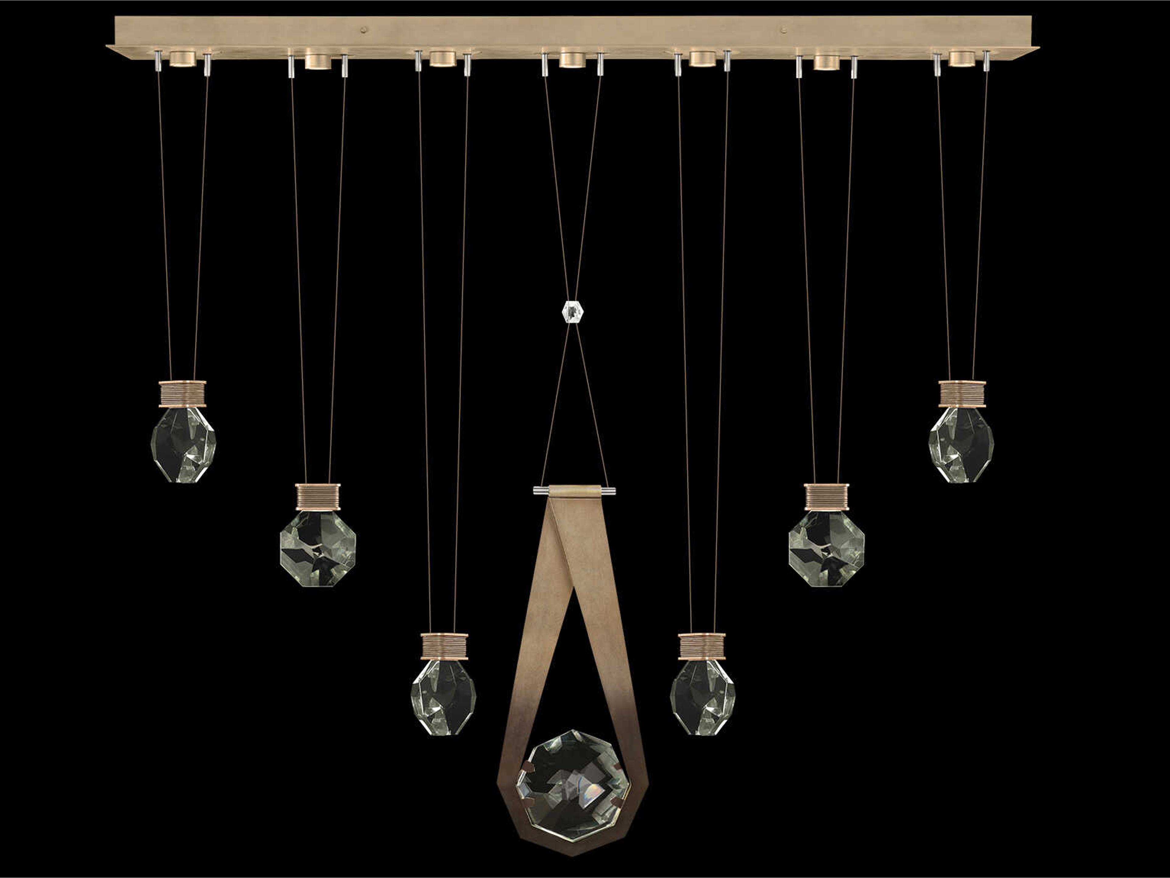 Fine Art Handcrafted Lighting Aria 7-Light Silver Geometric Island Pendant