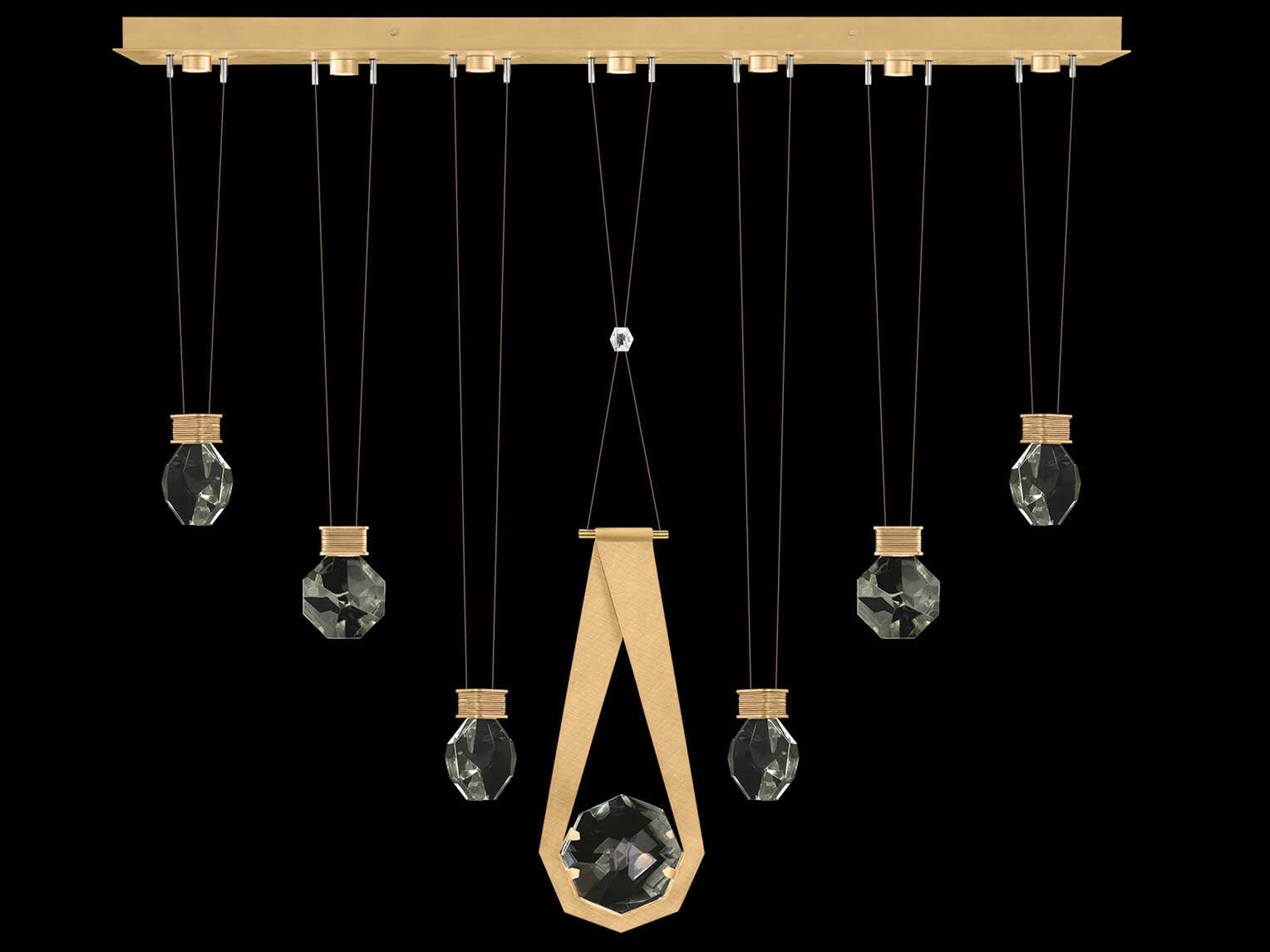 Fine Art Handcrafted Lighting Aria 7-Light Silver Geometric Island Pendant