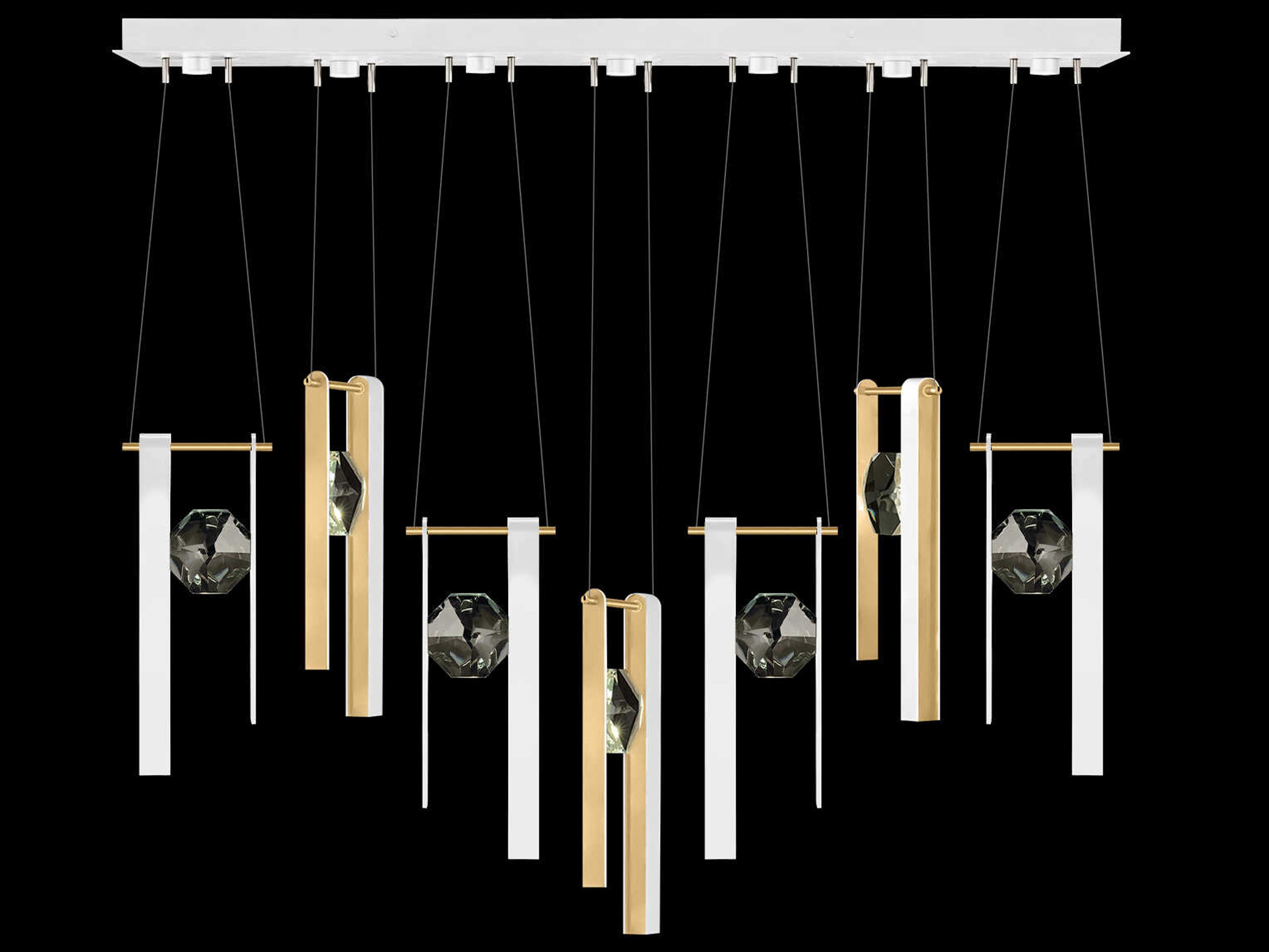 Fine Art Handcrafted Lighting Aria 7-Light Silver Geometric Island Pendant