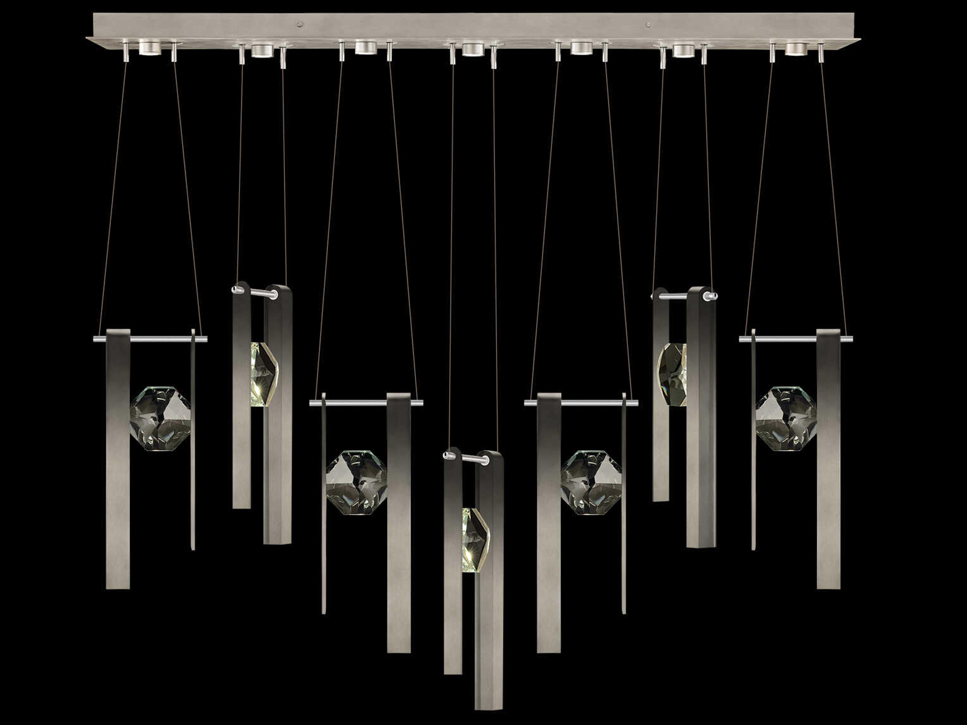 Fine Art Handcrafted Lighting Aria 7-Light Silver Geometric Island Pendant