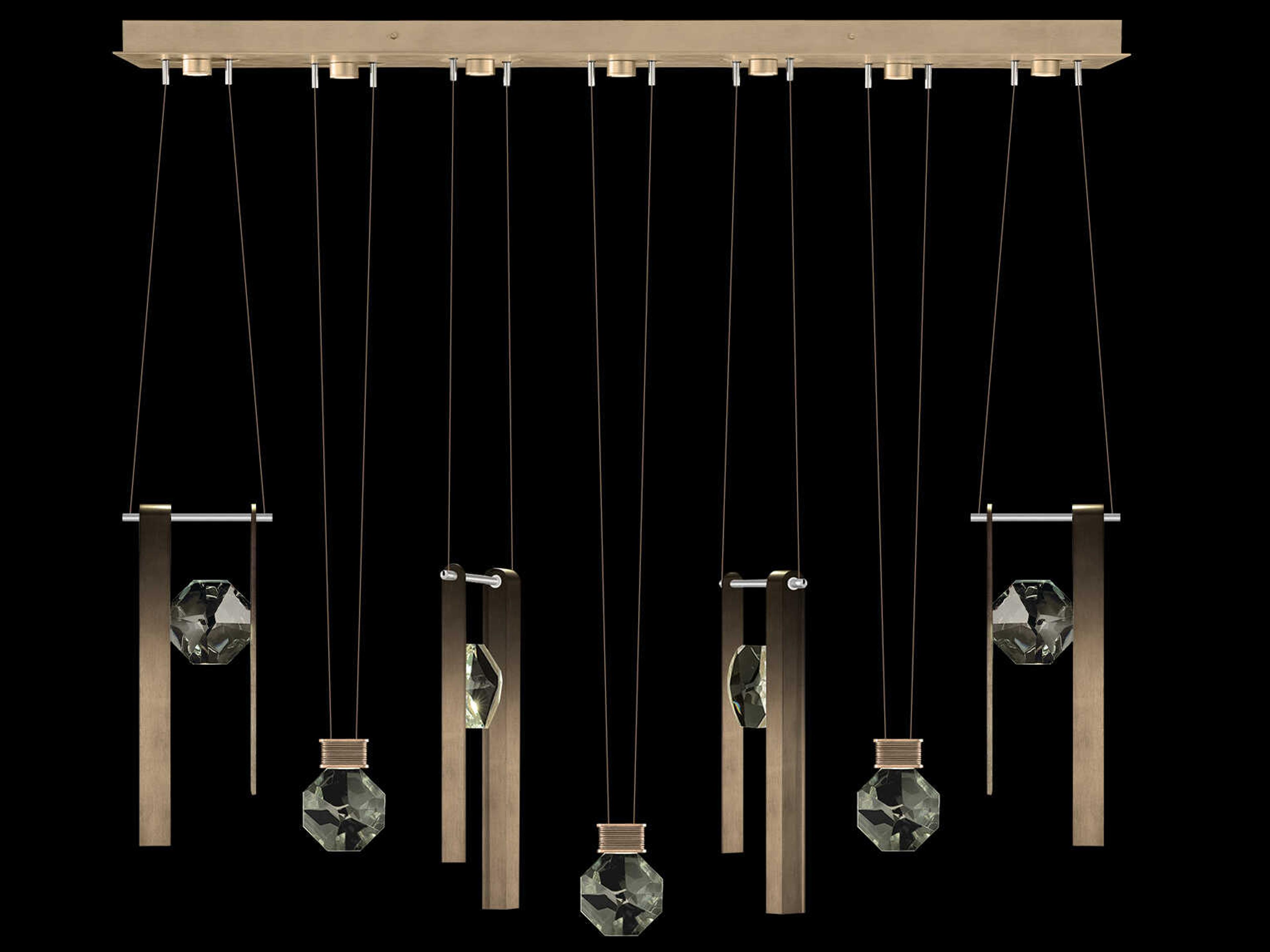 Fine Art Handcrafted Lighting Aria 7-Light Silver Geometric Island Pendant