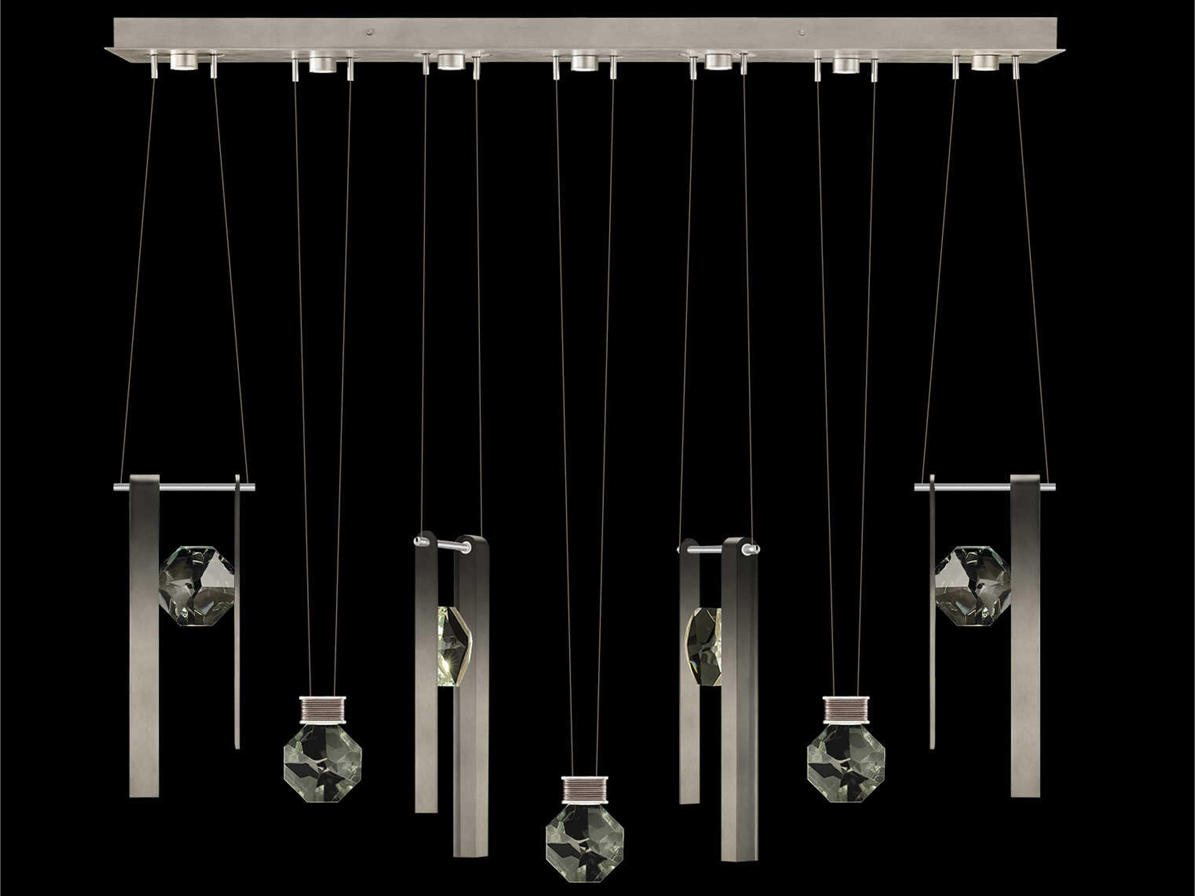 Fine Art Handcrafted Lighting Aria 7-Light Silver Geometric Island Pendant