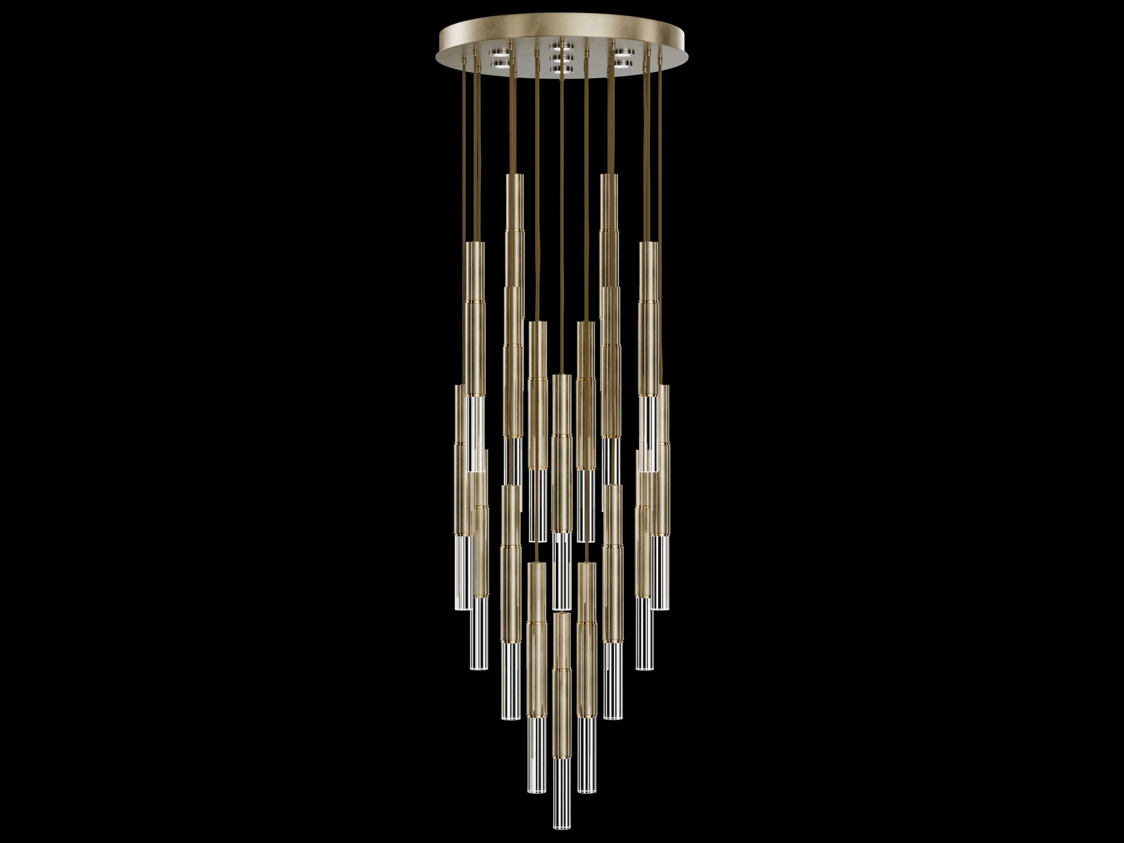 Antonia 18-Light 7-Light Soft Gold Leaf Linear Pendant