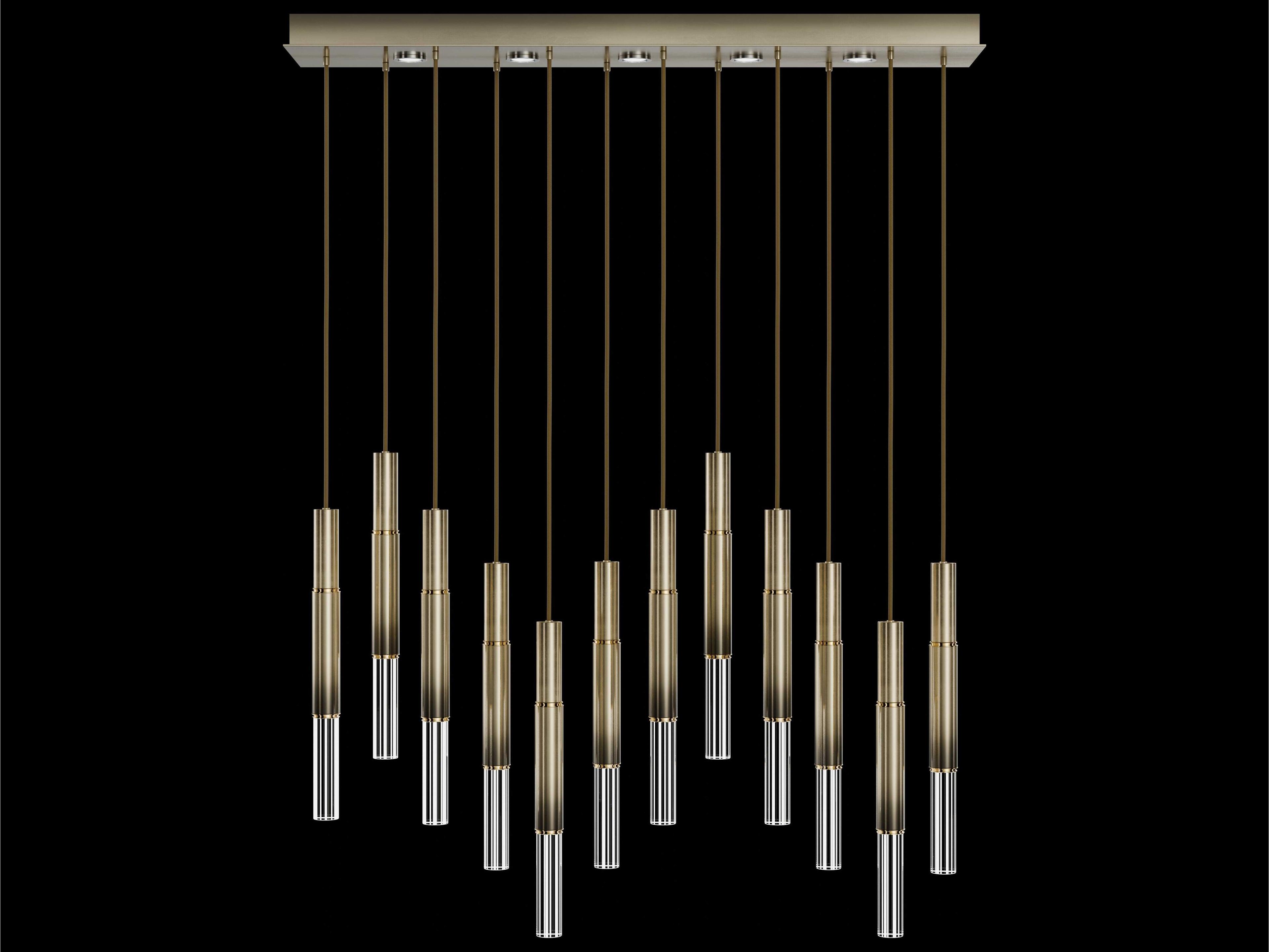 Antonia 12-Light 5-Light Ombre Bronze Linear Island Pendant
