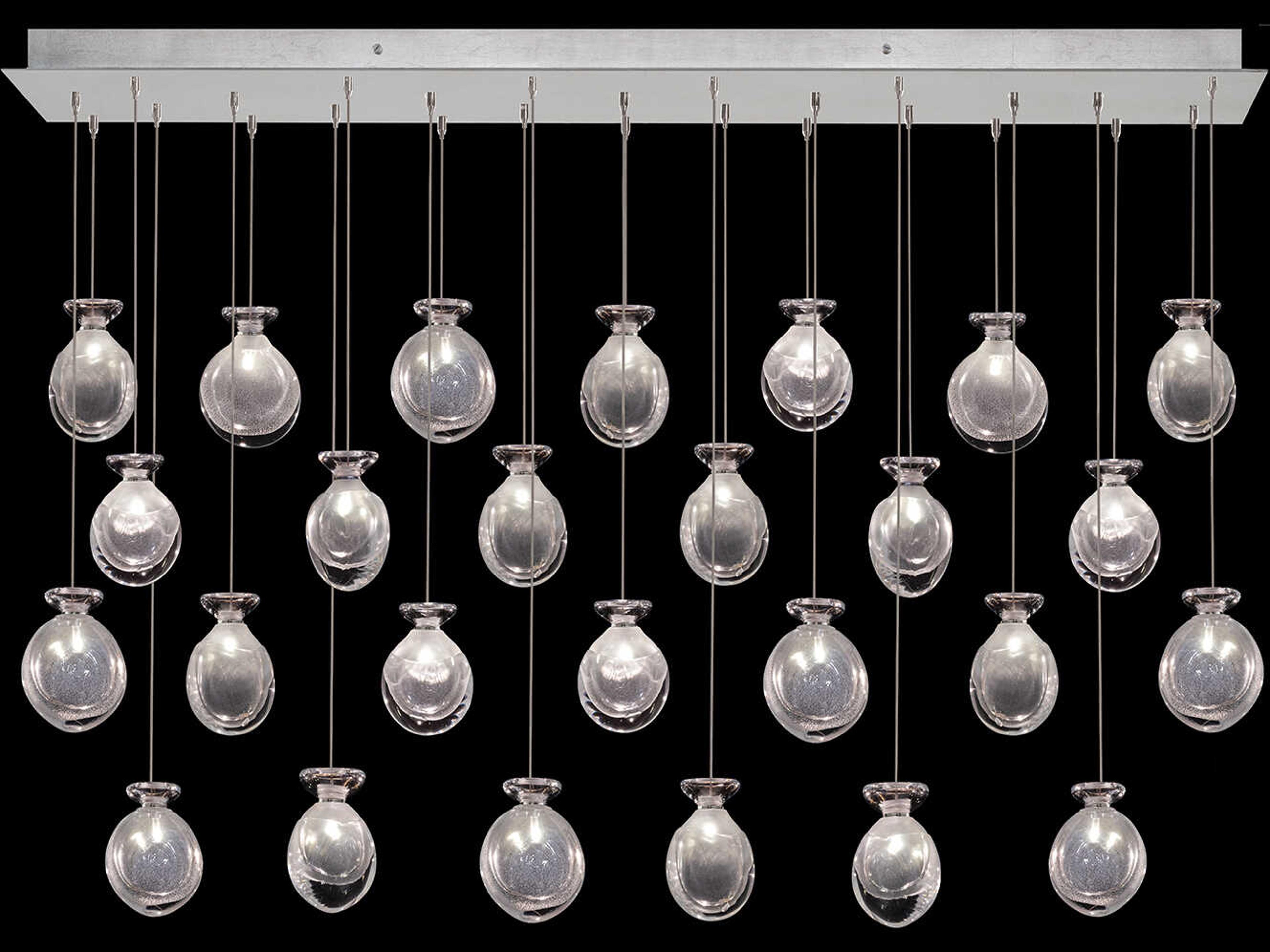 Fine Art Handcrafted Lighting Essence 26-Light Silver Linear Island Pendant