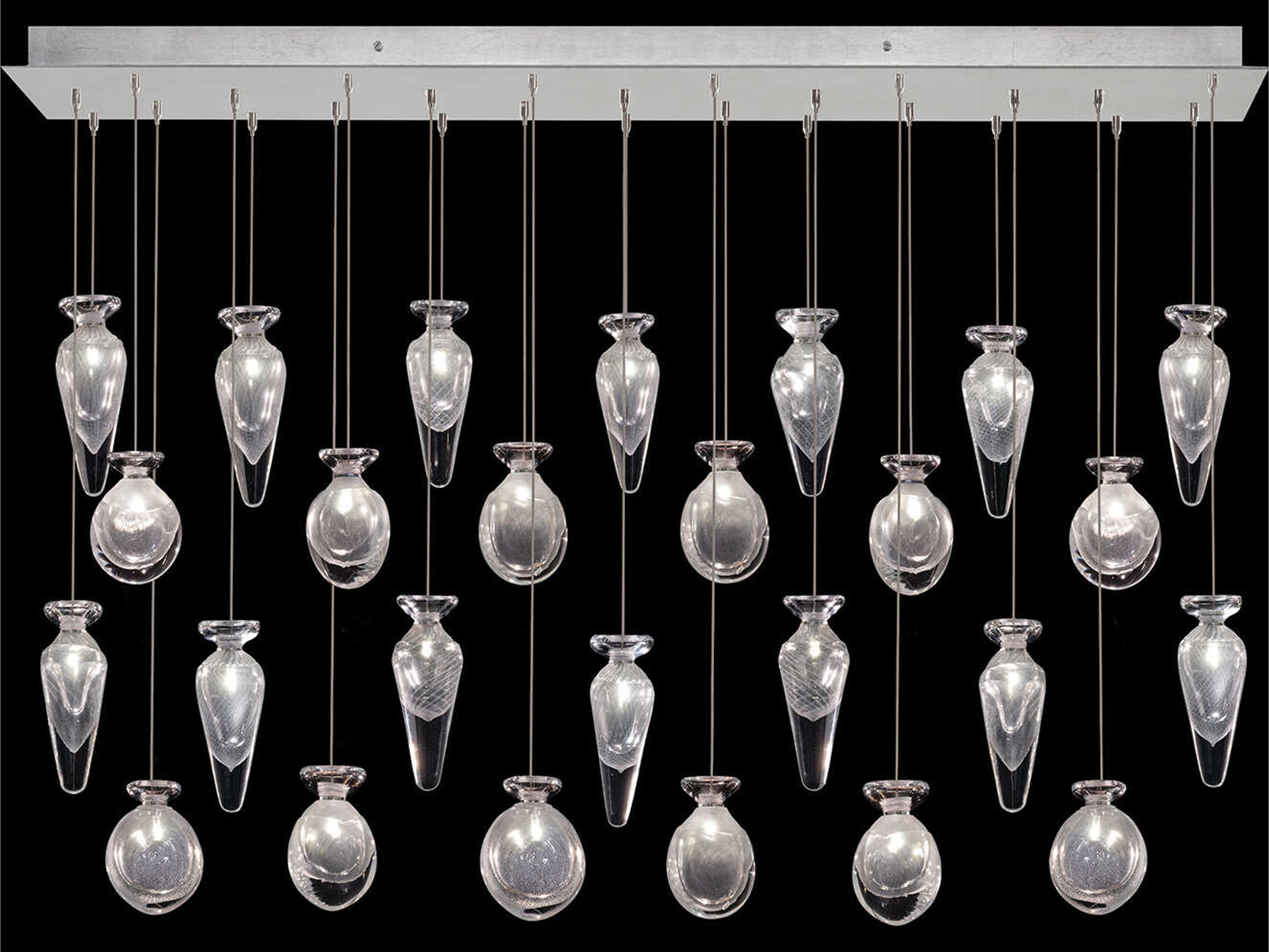 Fine Art Handcrafted Lighting Essence 26-Light Silver Linear Island Pendant