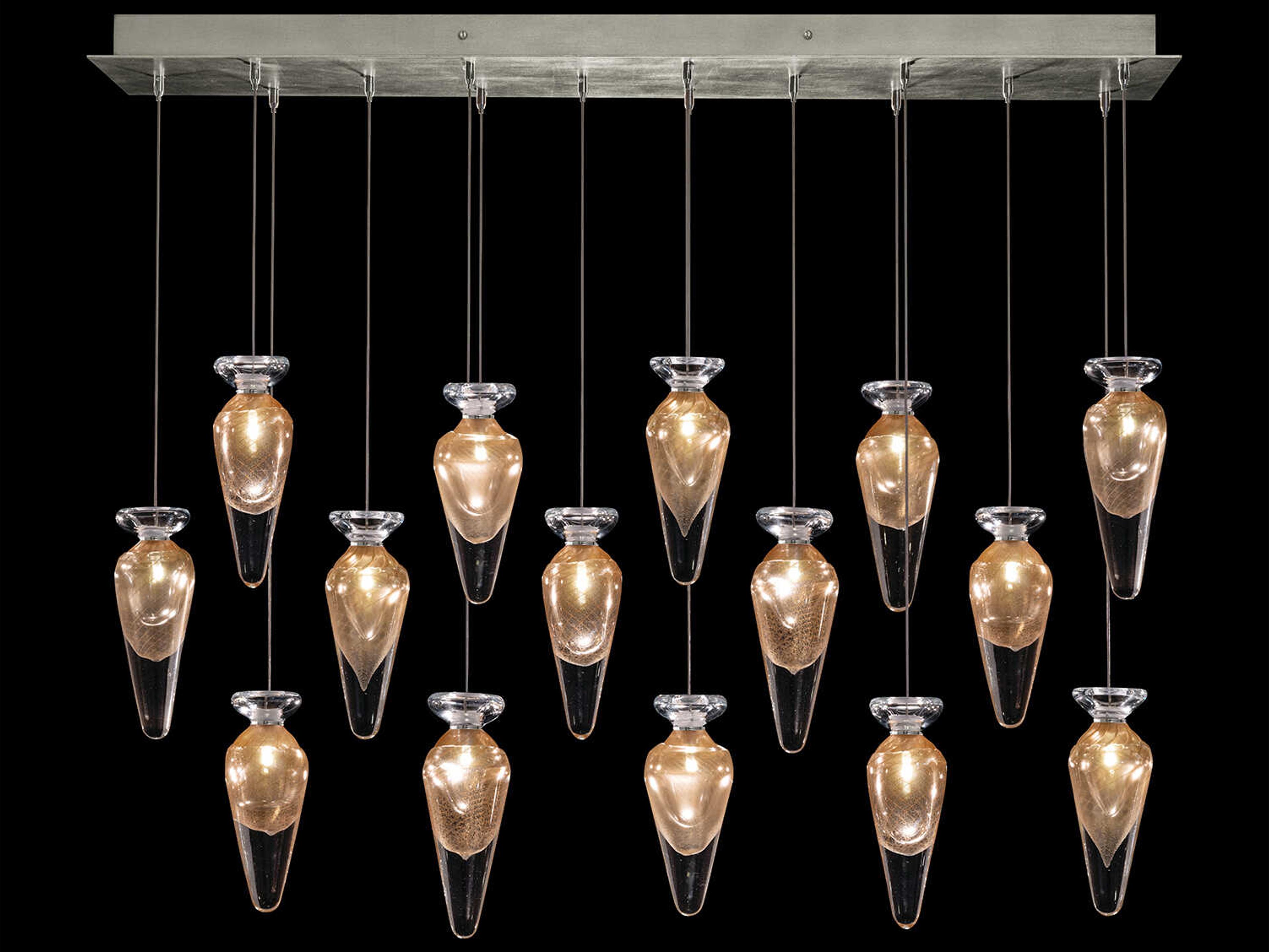 Fine Art Handcrafted Lighting Essence 15-Light Silver Linear Island Pendant