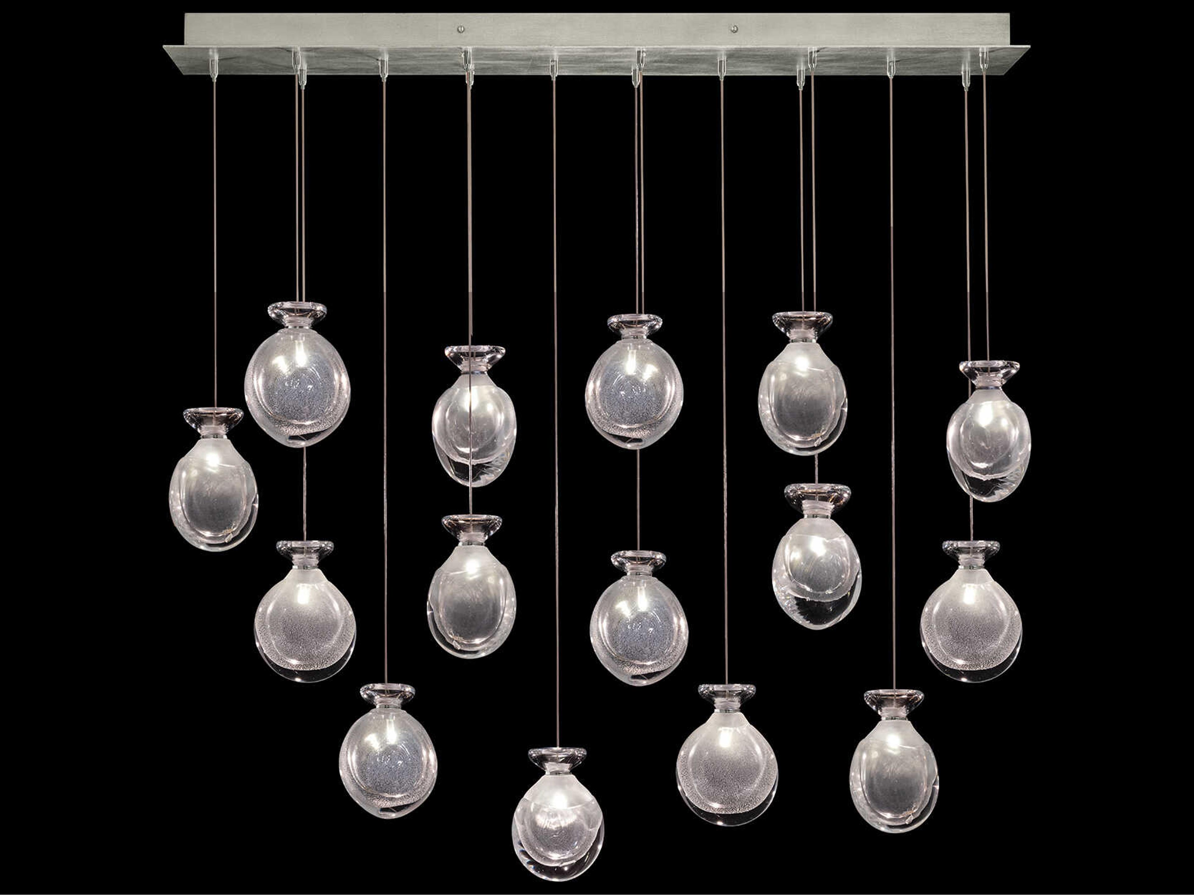 Fine Art Handcrafted Lighting Essence 15-Light Silver Linear Island Pendant