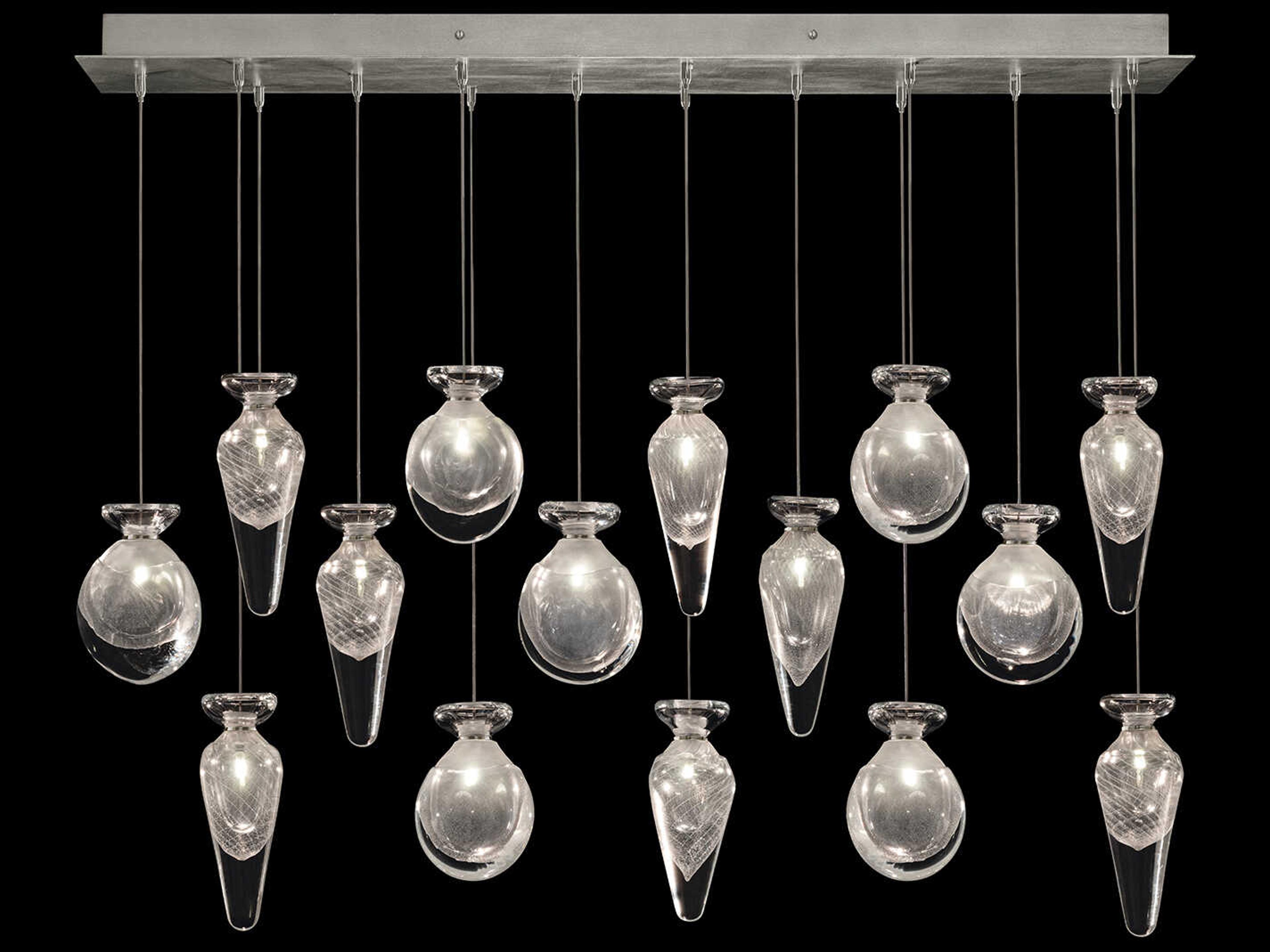 Fine Art Handcrafted Lighting Essence 15-Light Silver Linear Island Pendant