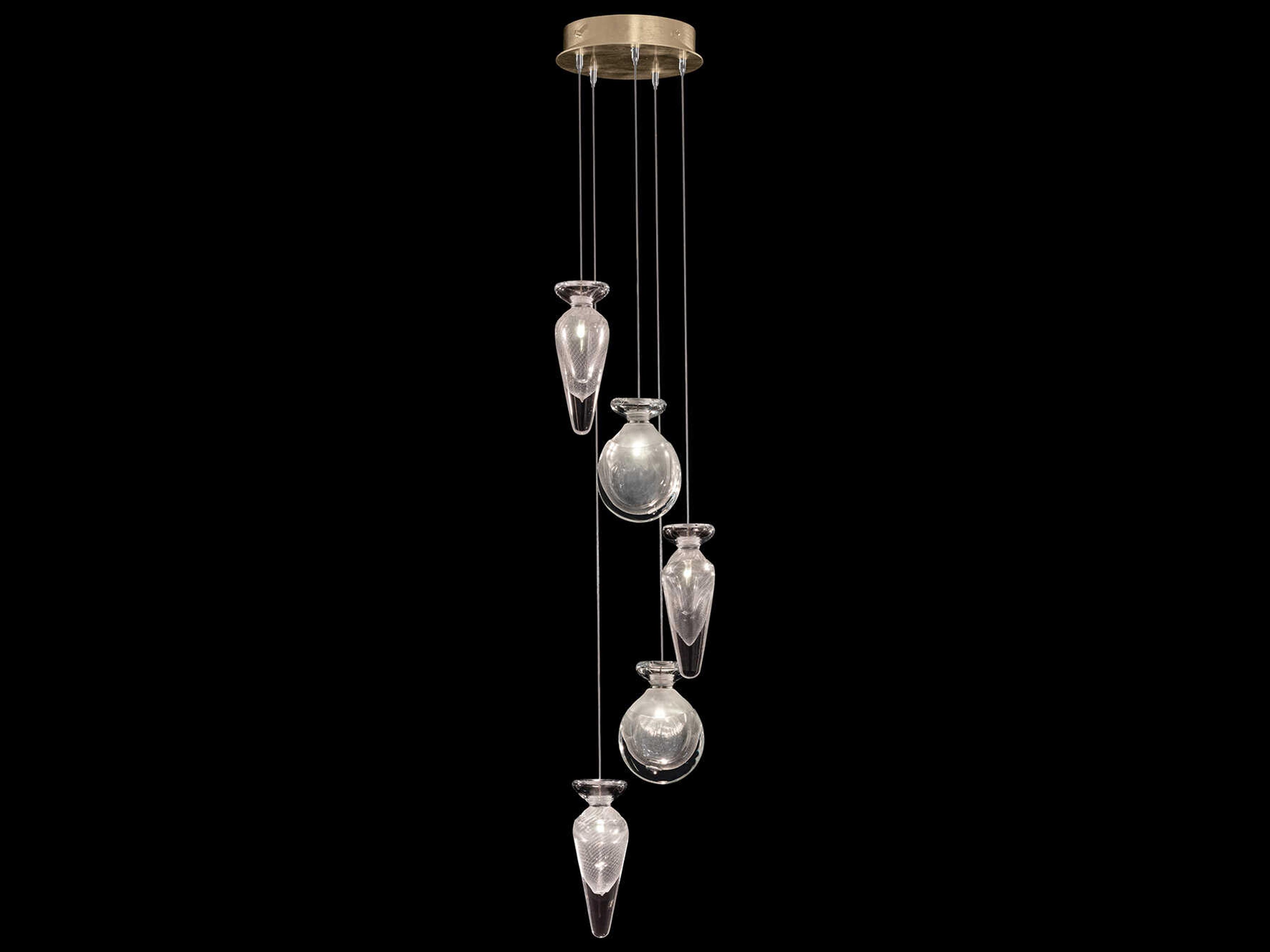 Fine Art Handcrafted Lighting Essence 5-Light Gold Mini Pendant