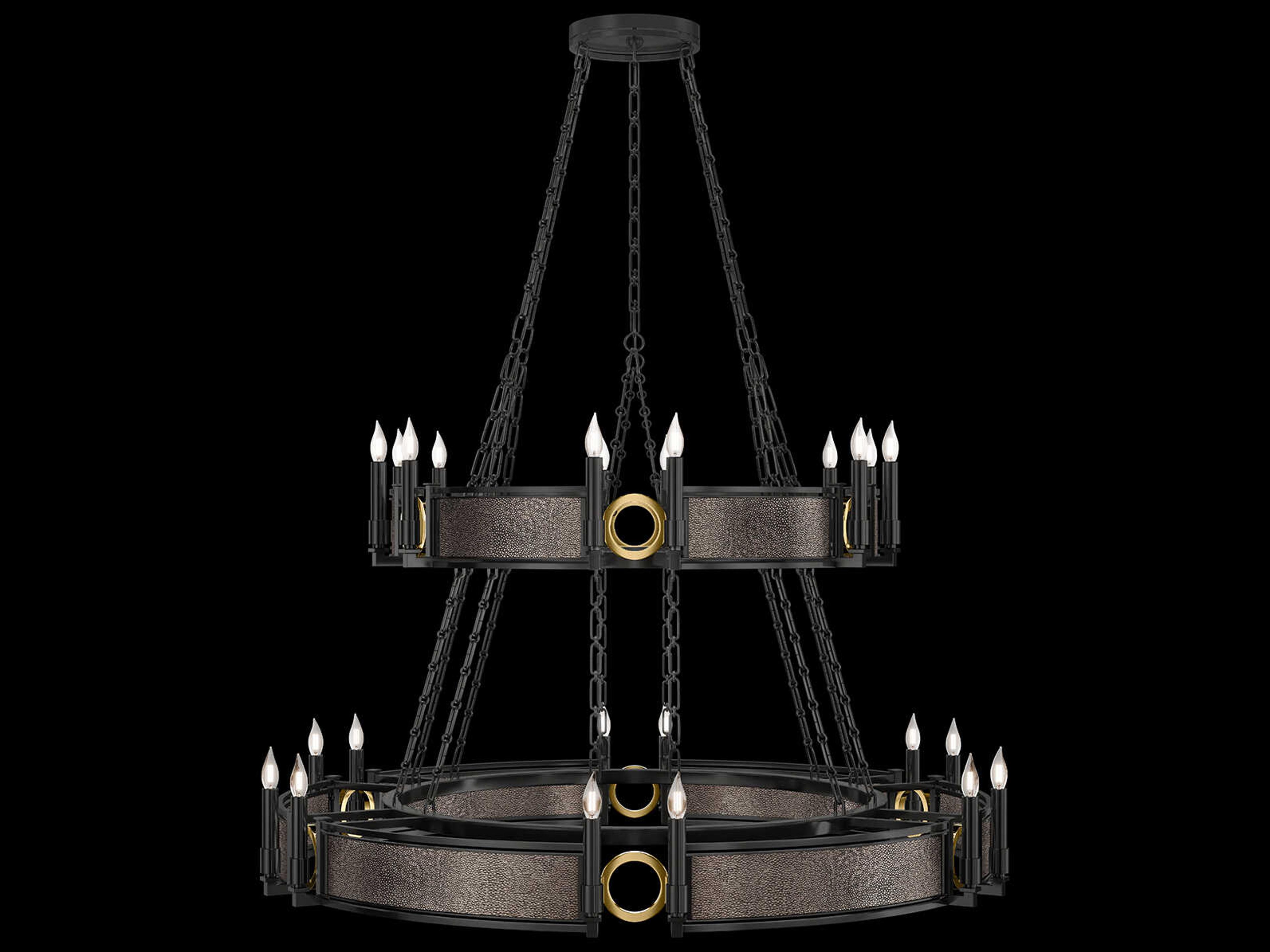 Mirage 24-Light Black Iron Traditional Candelabra Tiered Chandelier