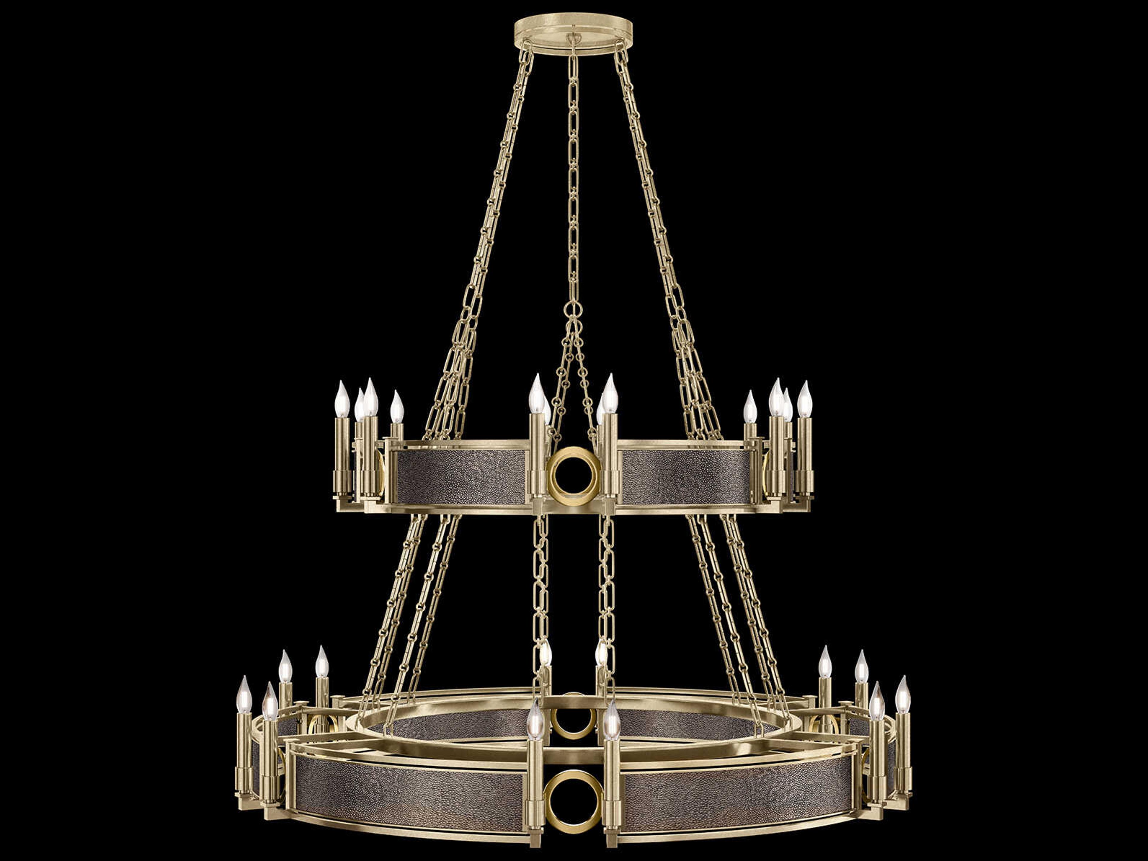 Mirage 24-Light Soft Gold Leaf Traditional Candelabra Tiered Chandelier