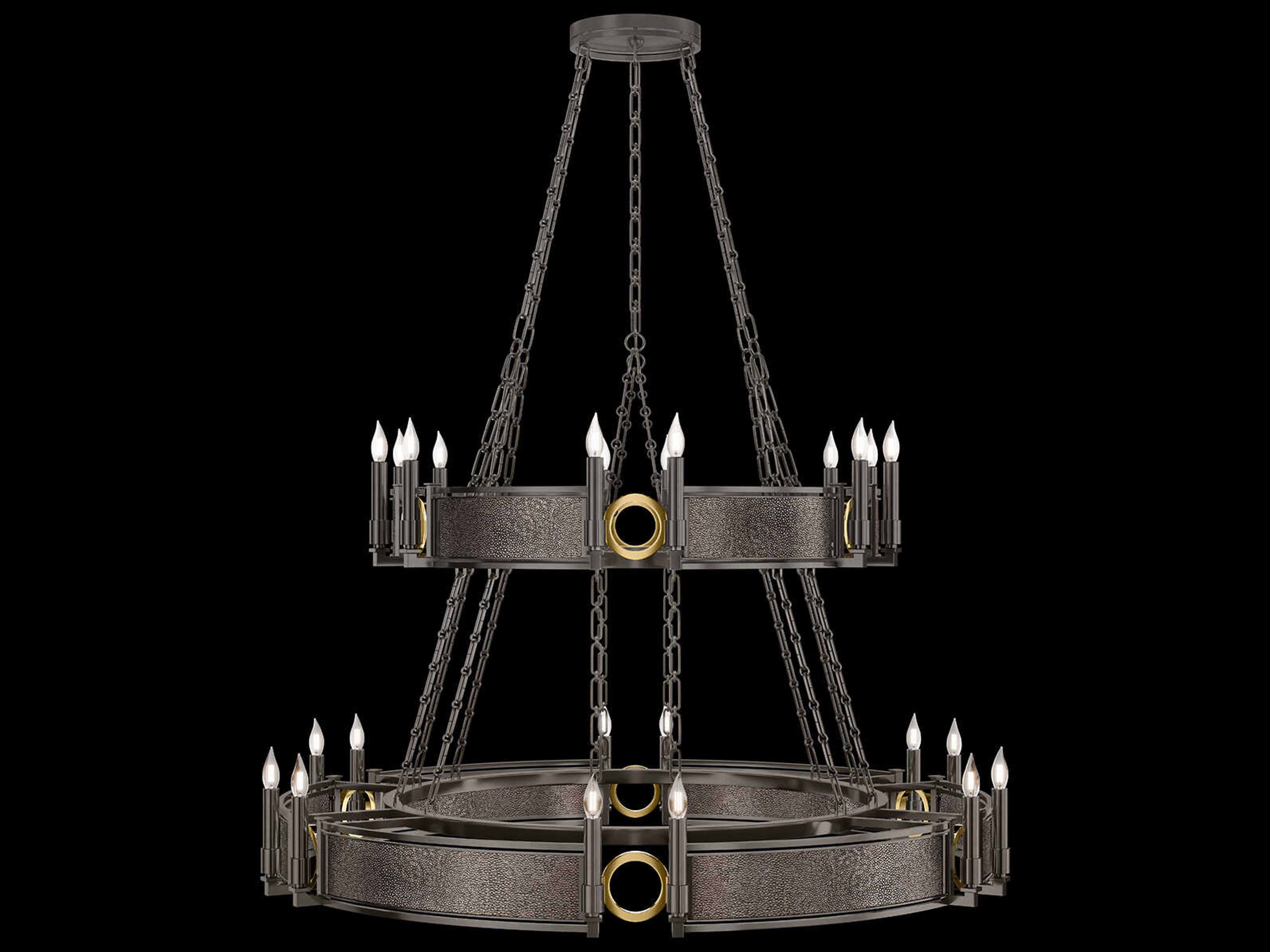 Mirage 24-Light Midnight Steel Traditional Candelabra Tiered Chandelier