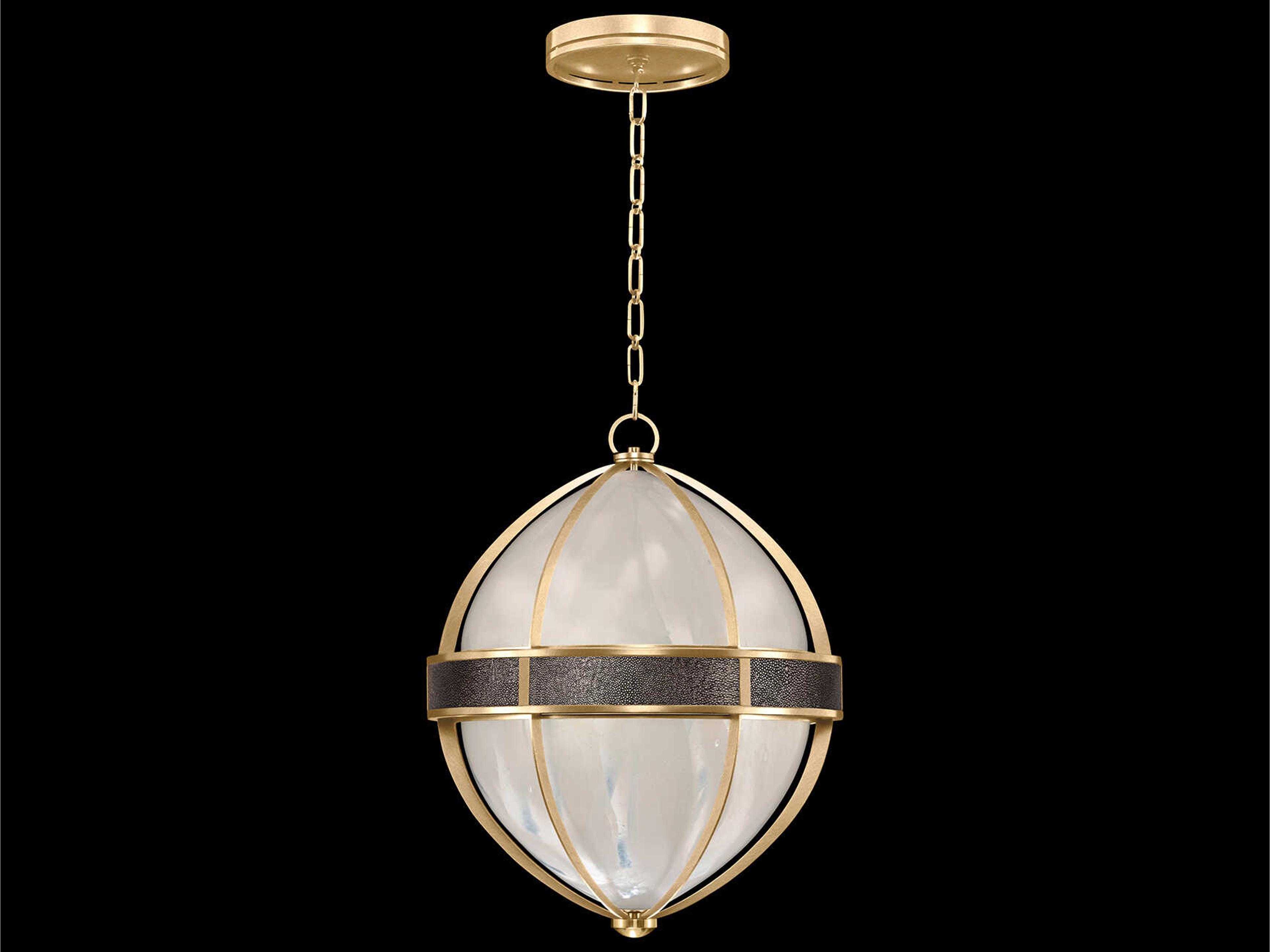 Mirage 3-Light Gold Leaf Traditional Round Pendant