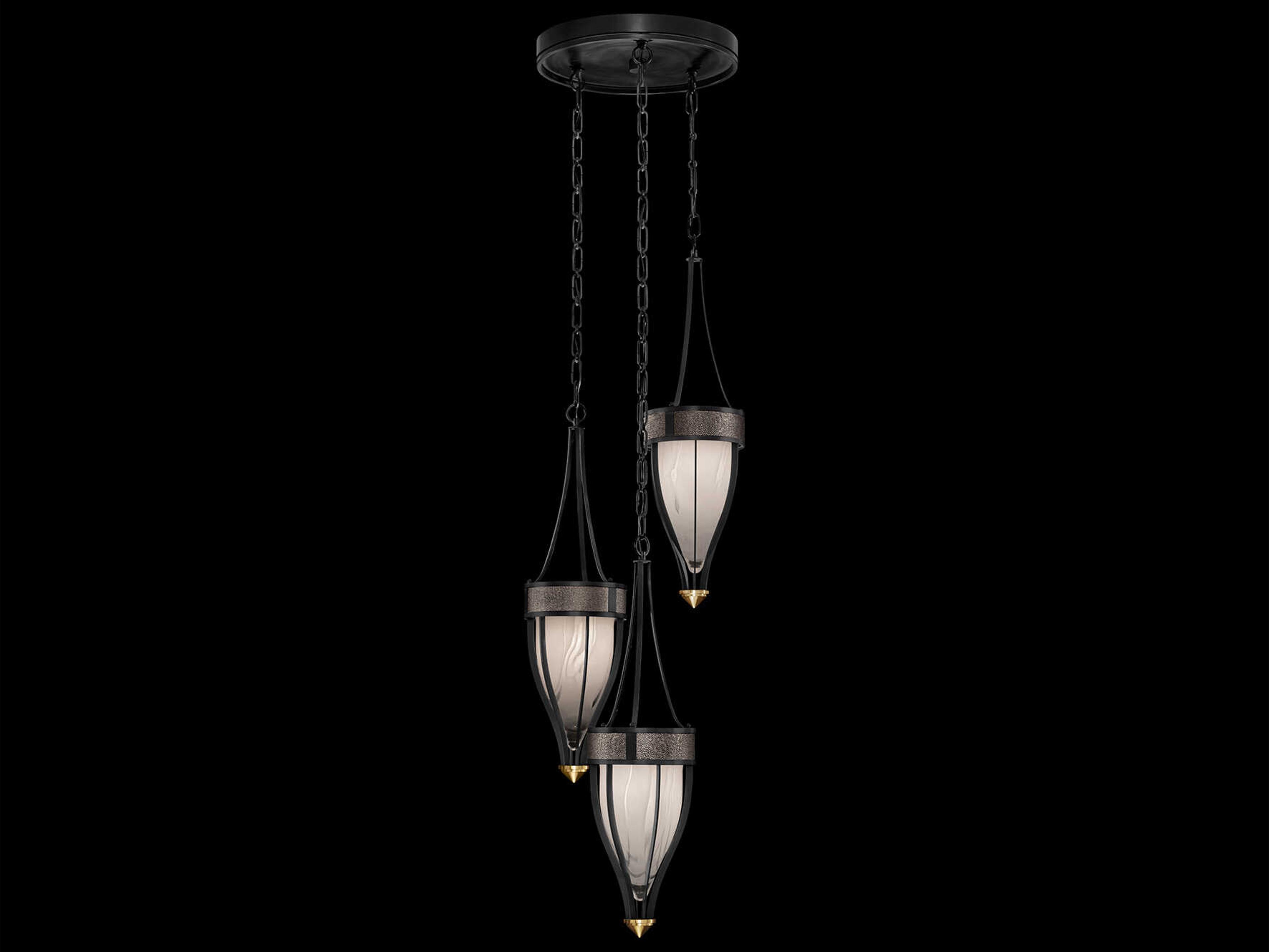 Mirage 3-Light Black Iron Traditional Pendant