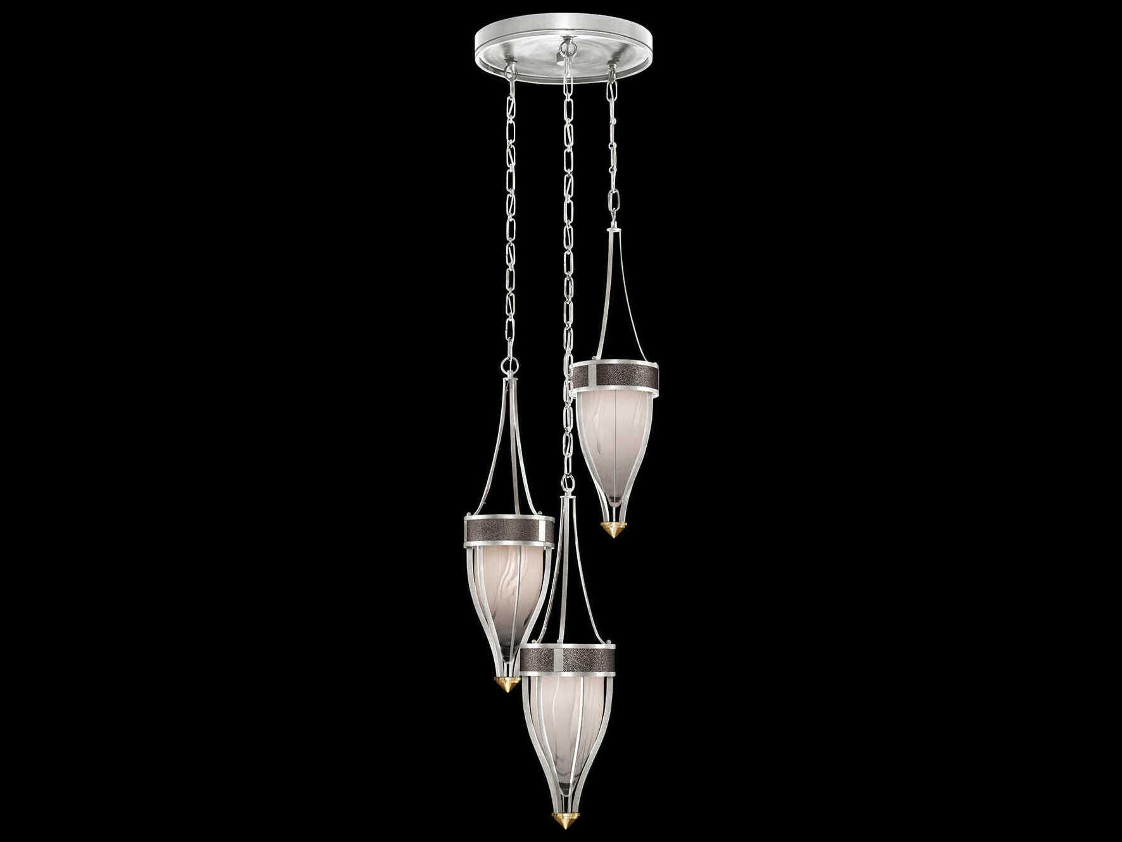 Mirage 3-Light Silver Leaf Traditional Pendant