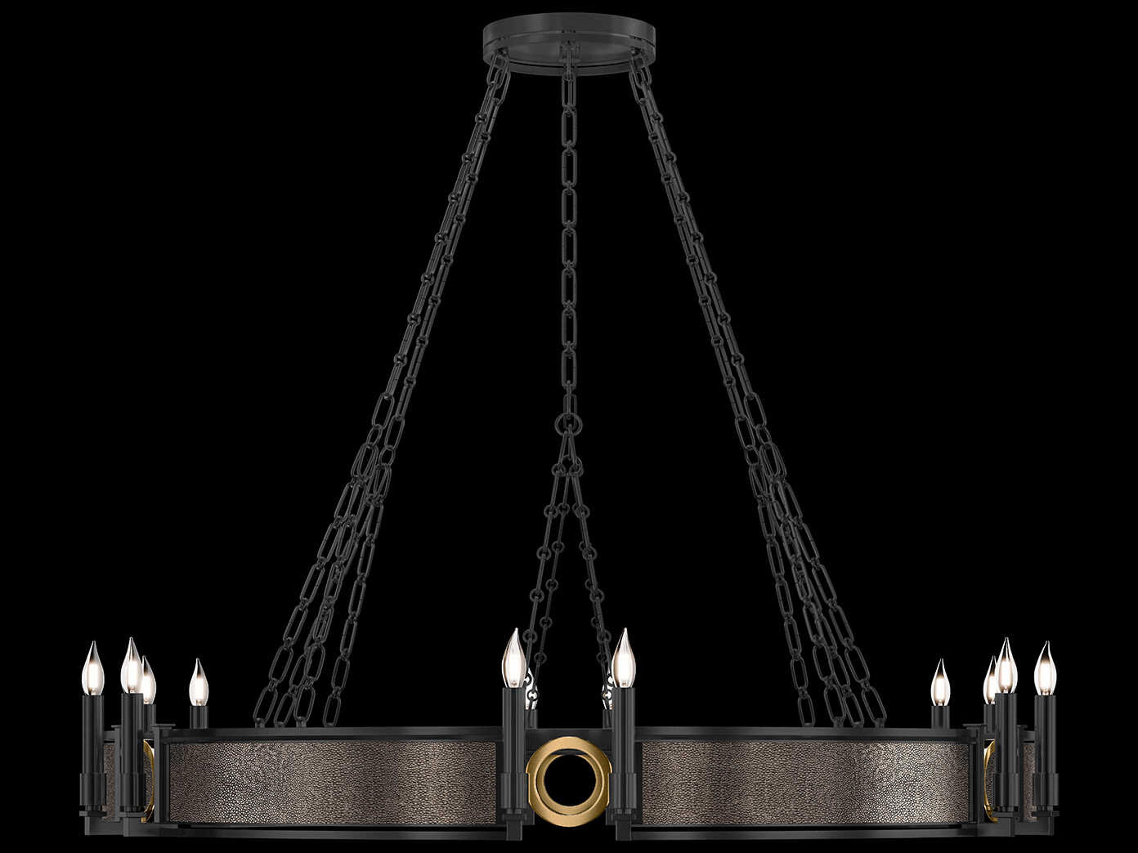 Mirage 12-Light Black Iron Traditional Candelabra Round Chandelier