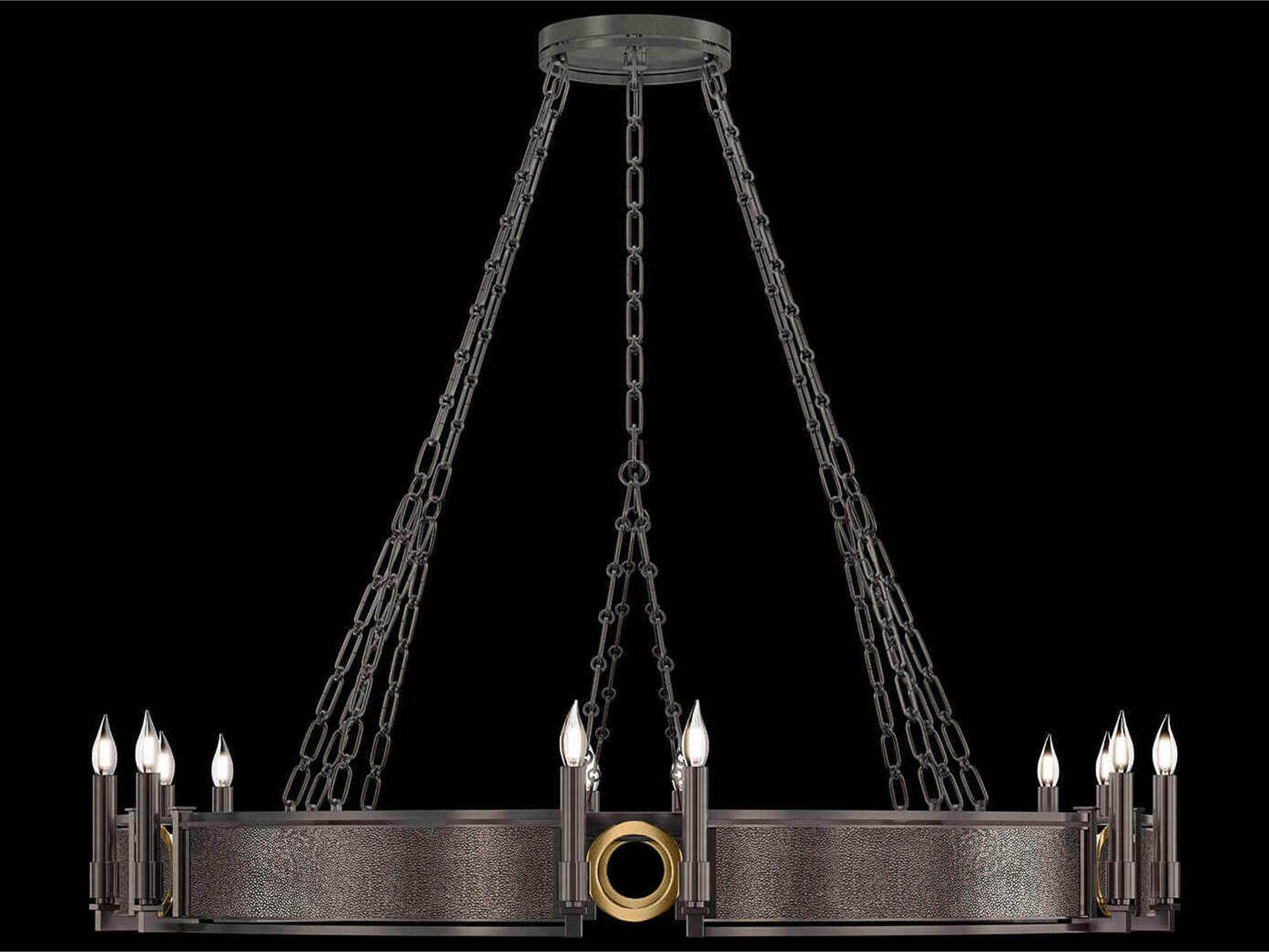 Mirage 12-Light Midnight Steel Traditional Candelabra Round Chandelier