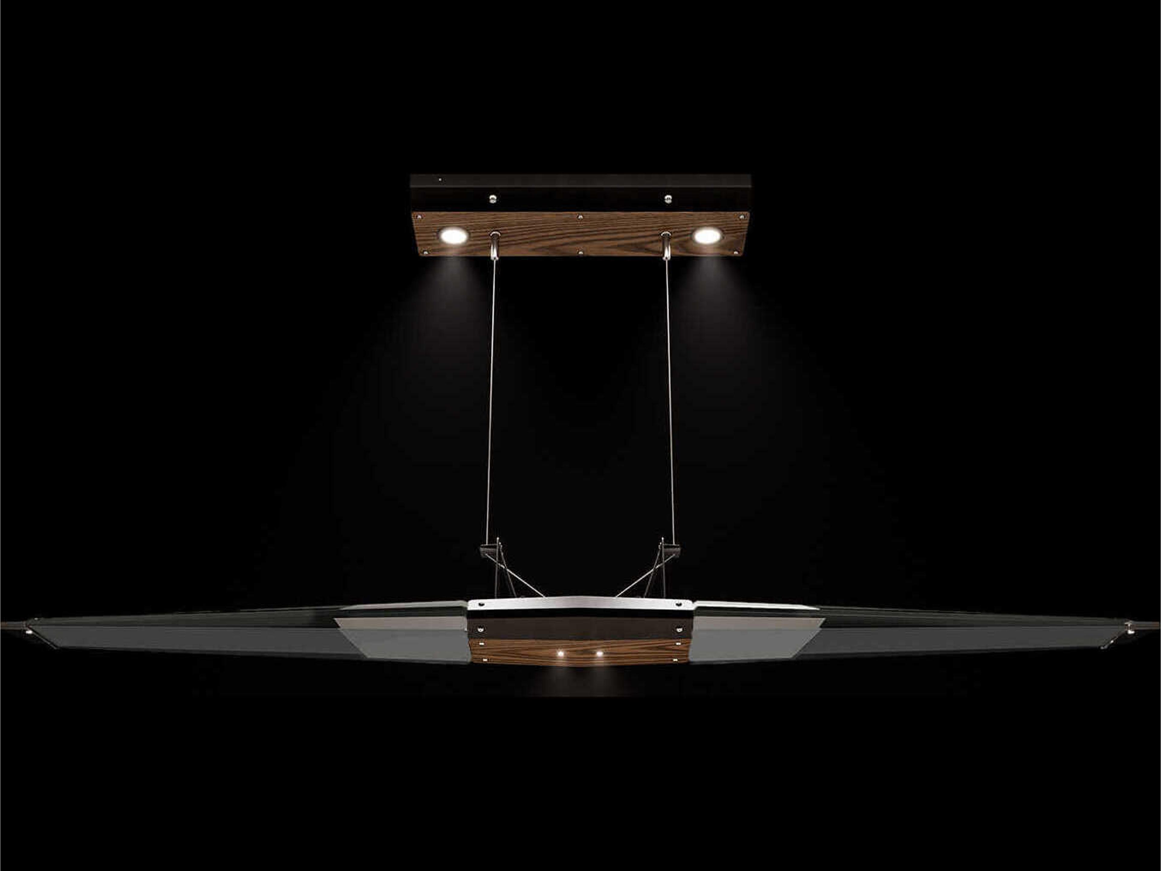 Fine Art Handcrafted Lighting Blade 8-Light Black Dark Walnut Linear Island Pendant