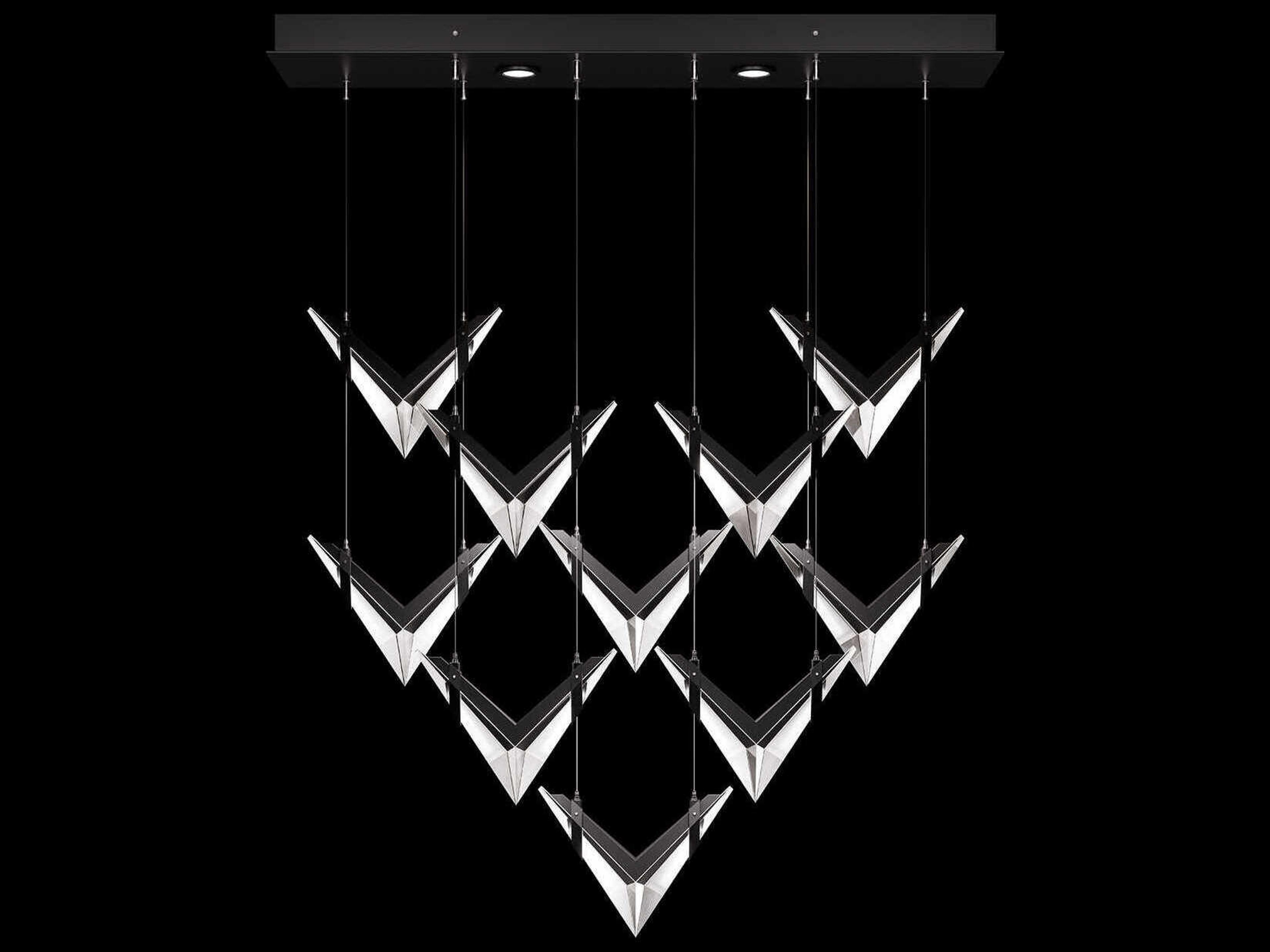 Blade 22-Light Black Dark Walnut Geometric Island Pendant