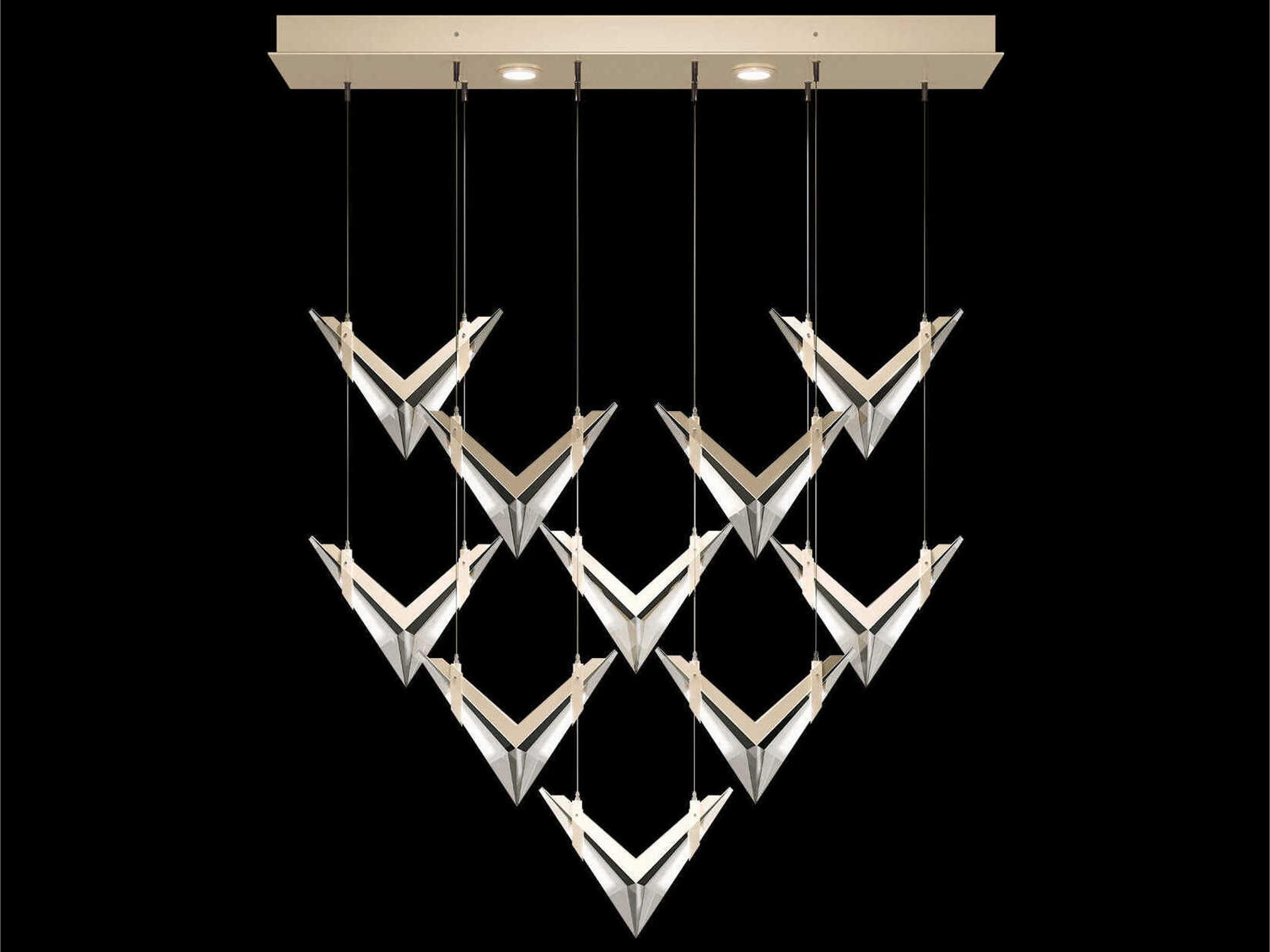 Blade 22-Light Champagne Dark Walnut Gold Geometric Island Pendant