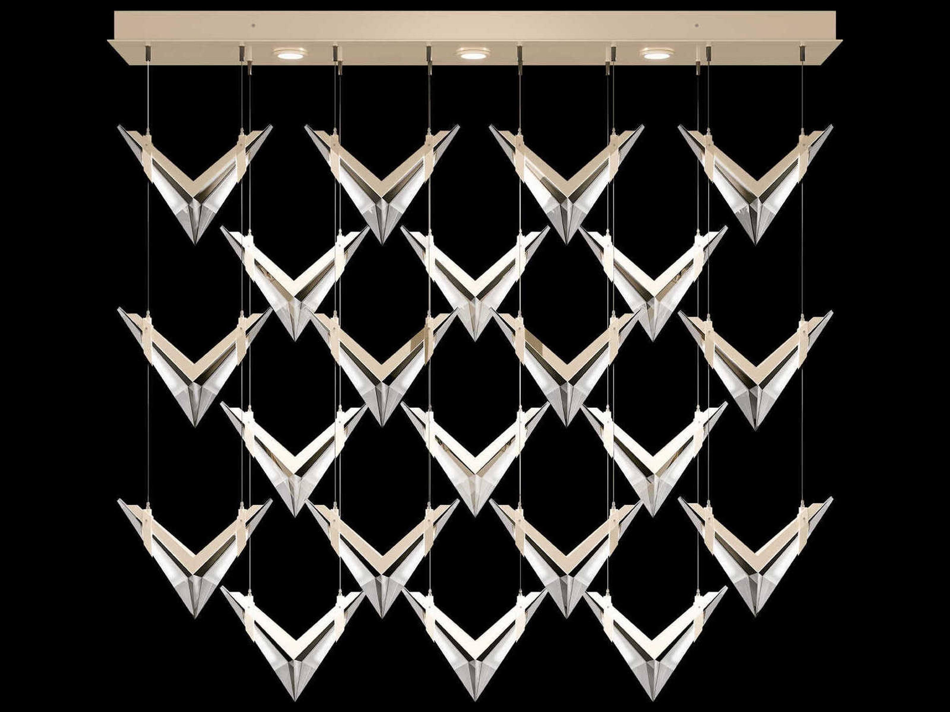 Blade 45-Light Champagne Dark Walnut Gold Geometric Island Pendant