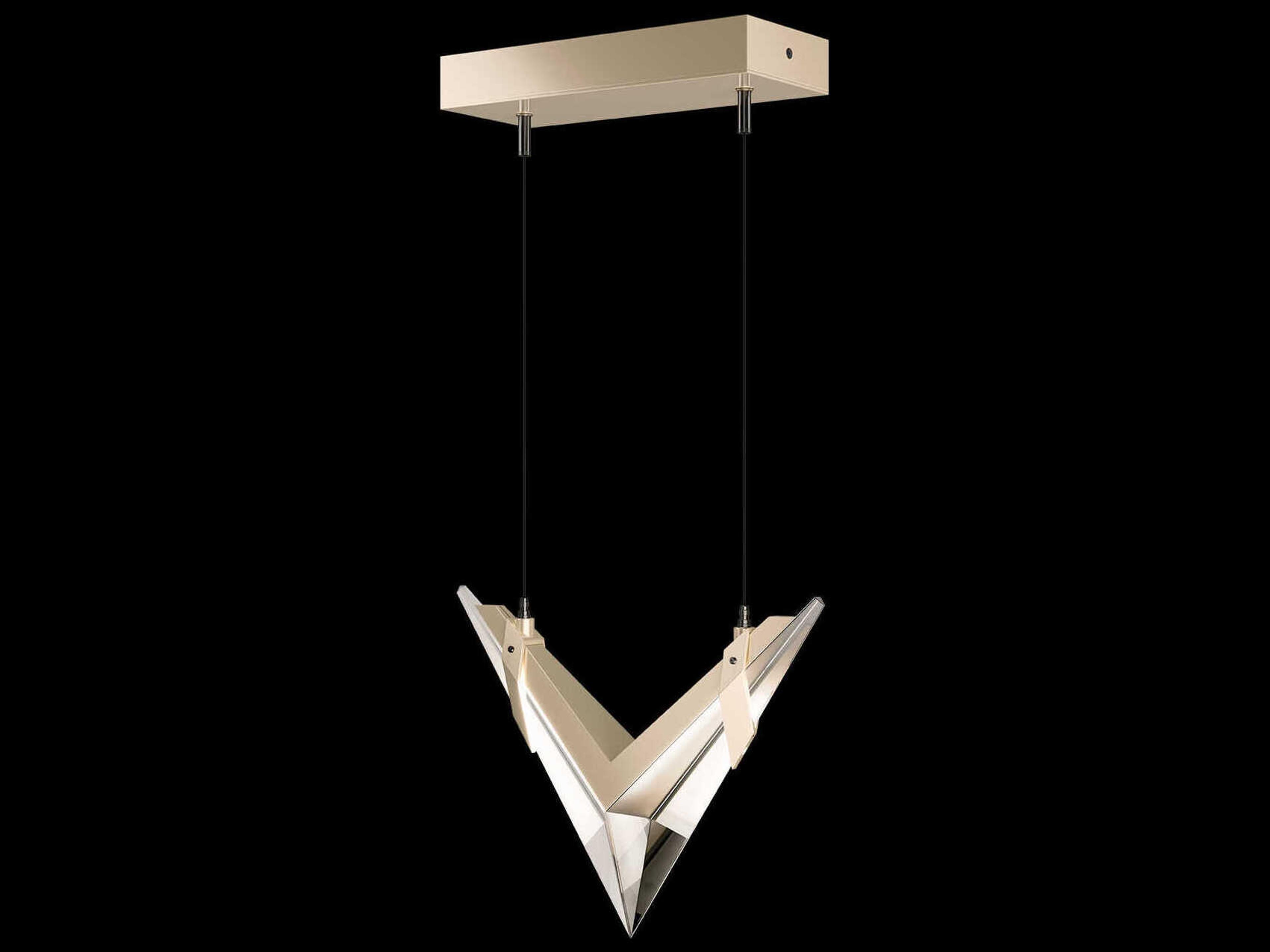 Fine Art Handcrafted Lighting Blade 2-Light Champagne Dark Walnut Gold Geometric Pendant